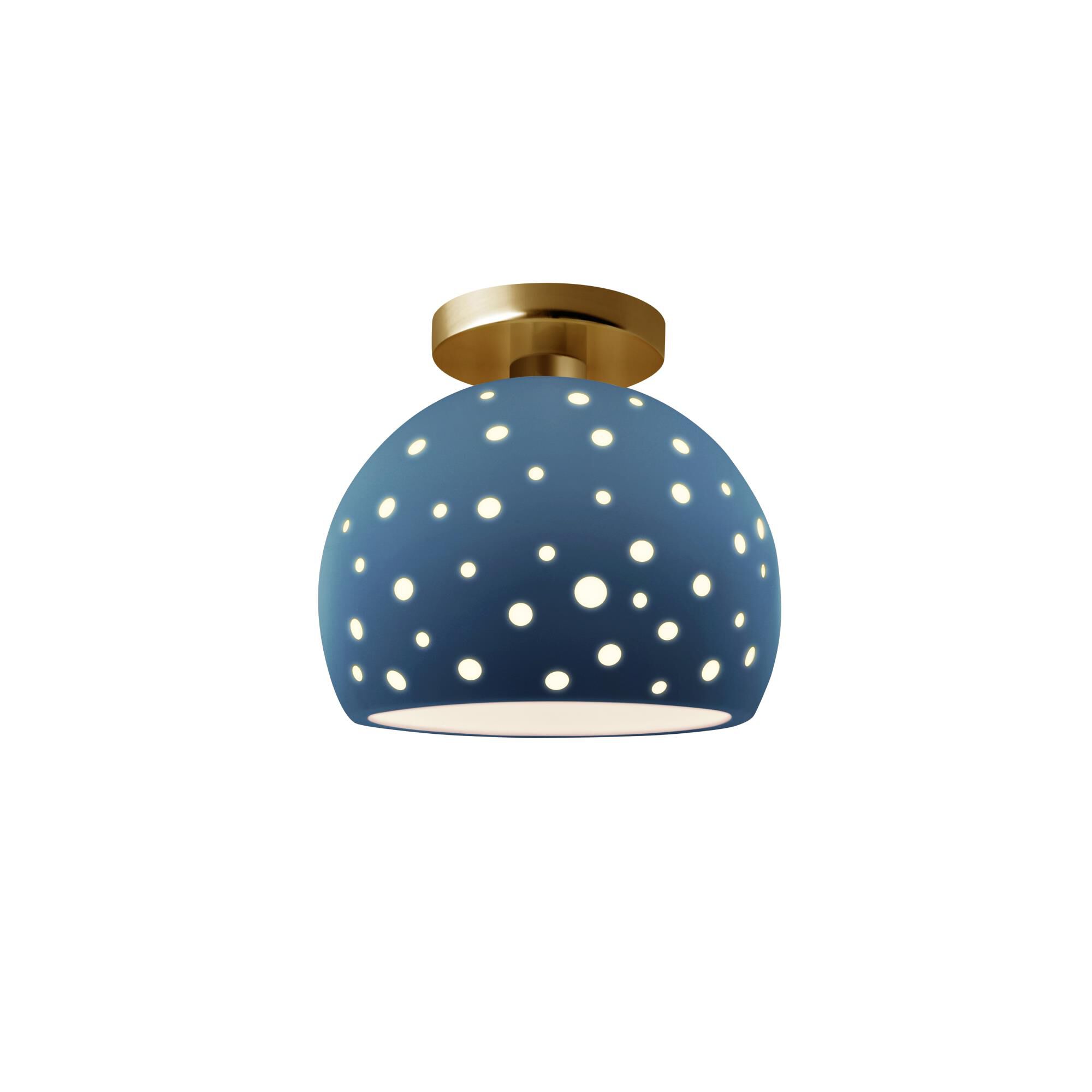 Shown in Brushed Brass finish and Midnight Sky shade