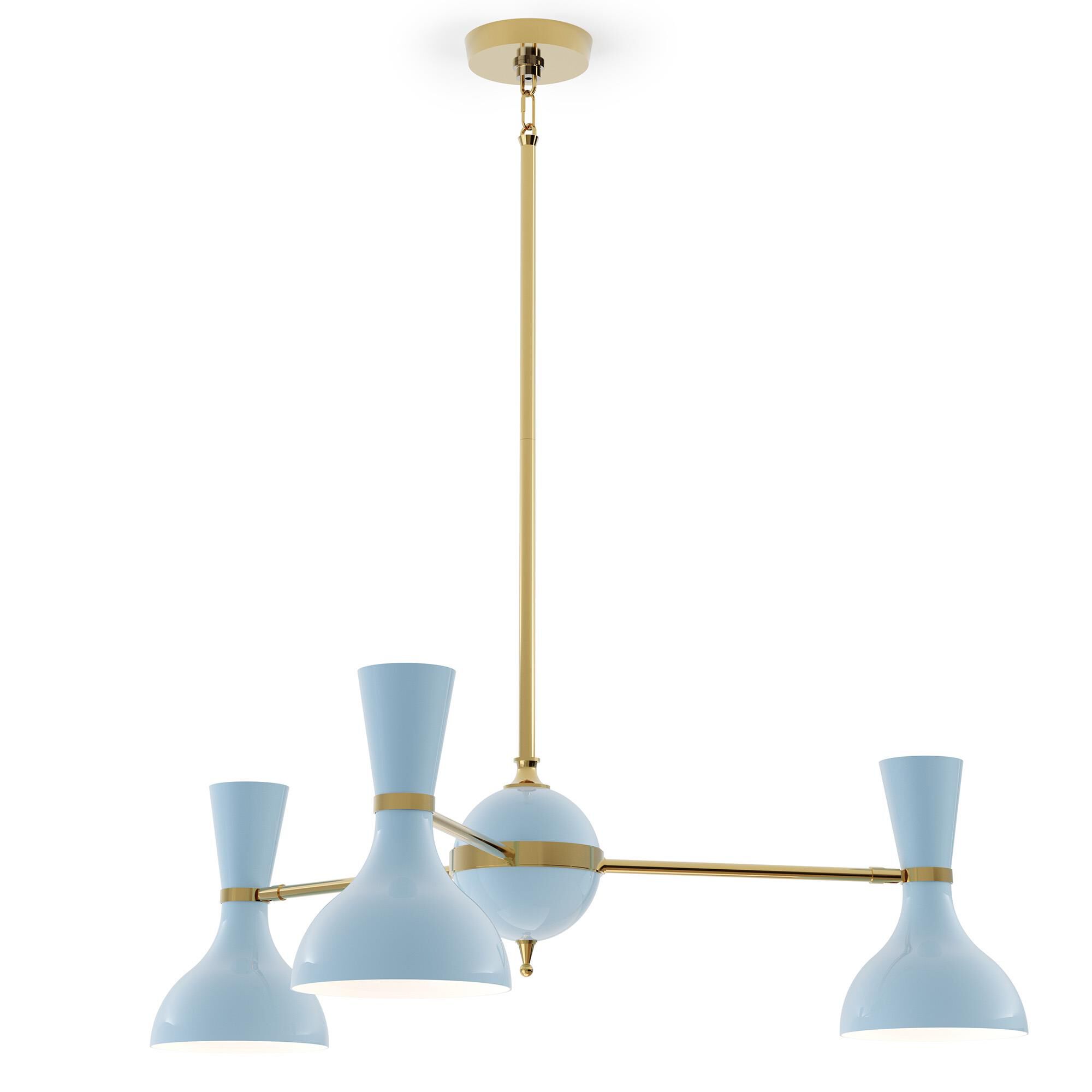 Shown in Modern Brass finish and Baby Blue shade