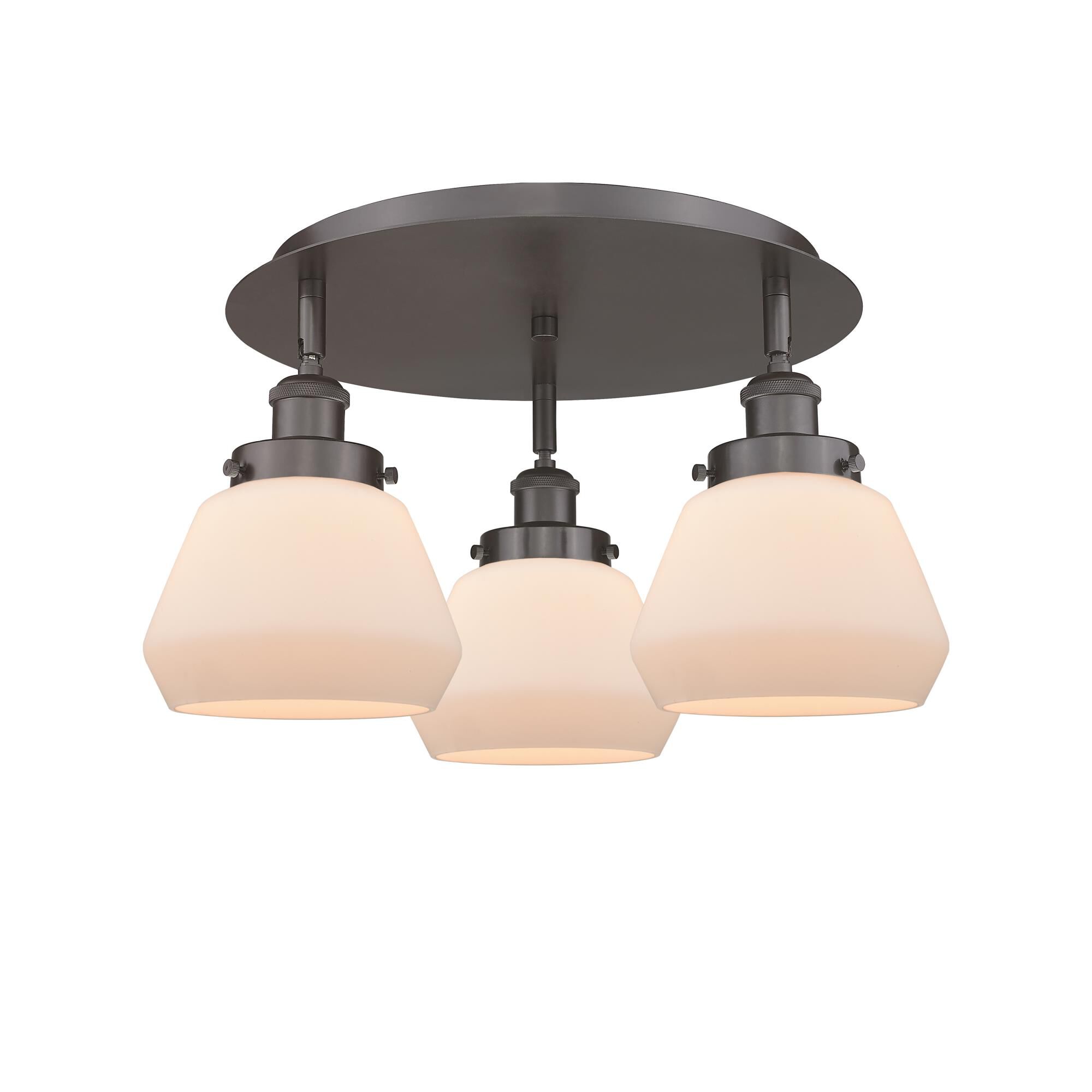 Shown in Oil Rubbed Bronze finish and Matte White glass