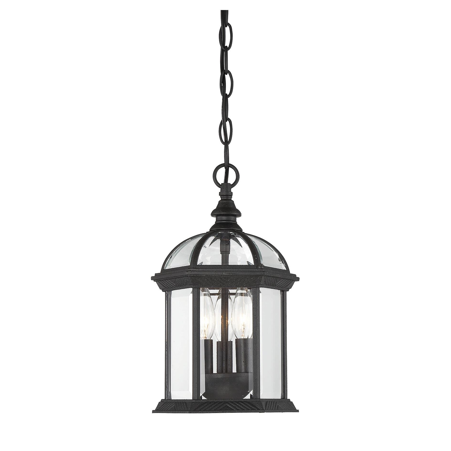 Kensington 13 Inch Tall 3 Light Outdoor Hanging Lantern by Savoy House