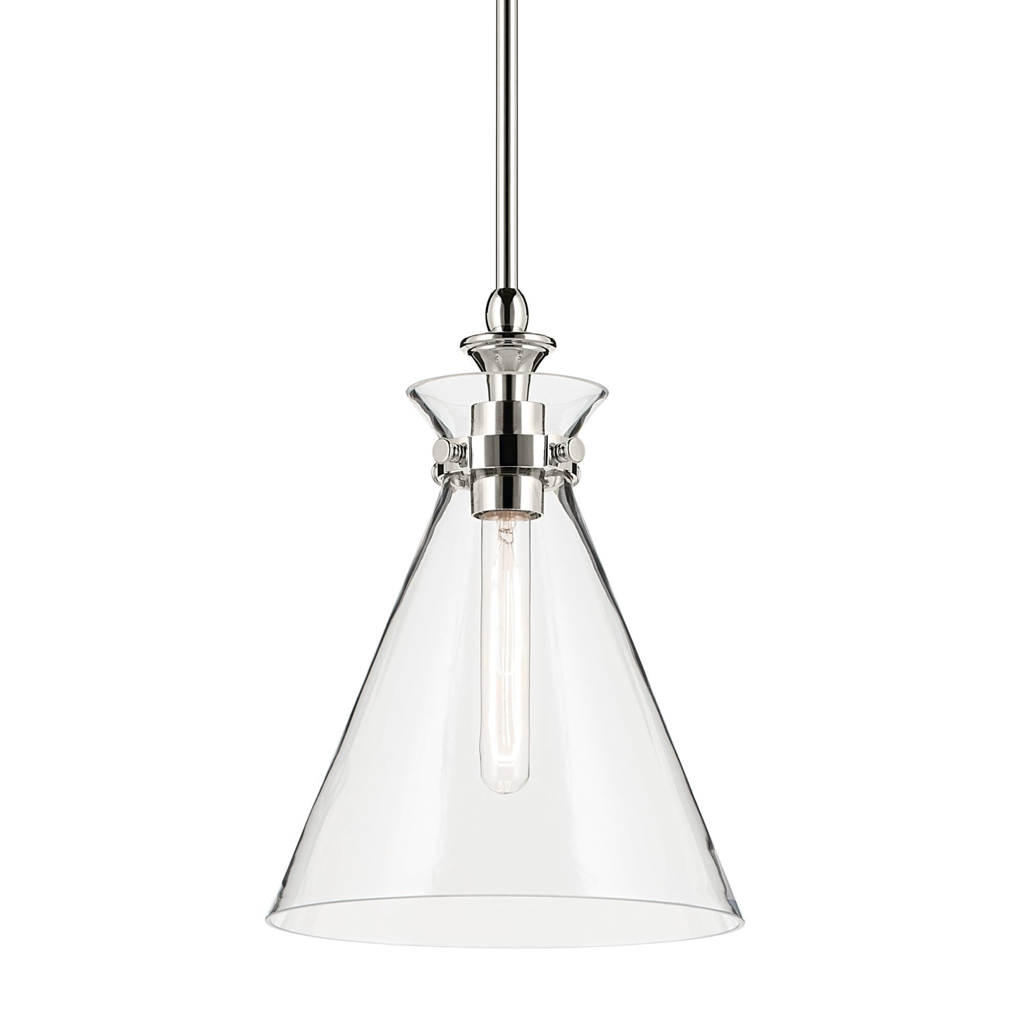 Shown in Polished Nickel finish and Clear glass
