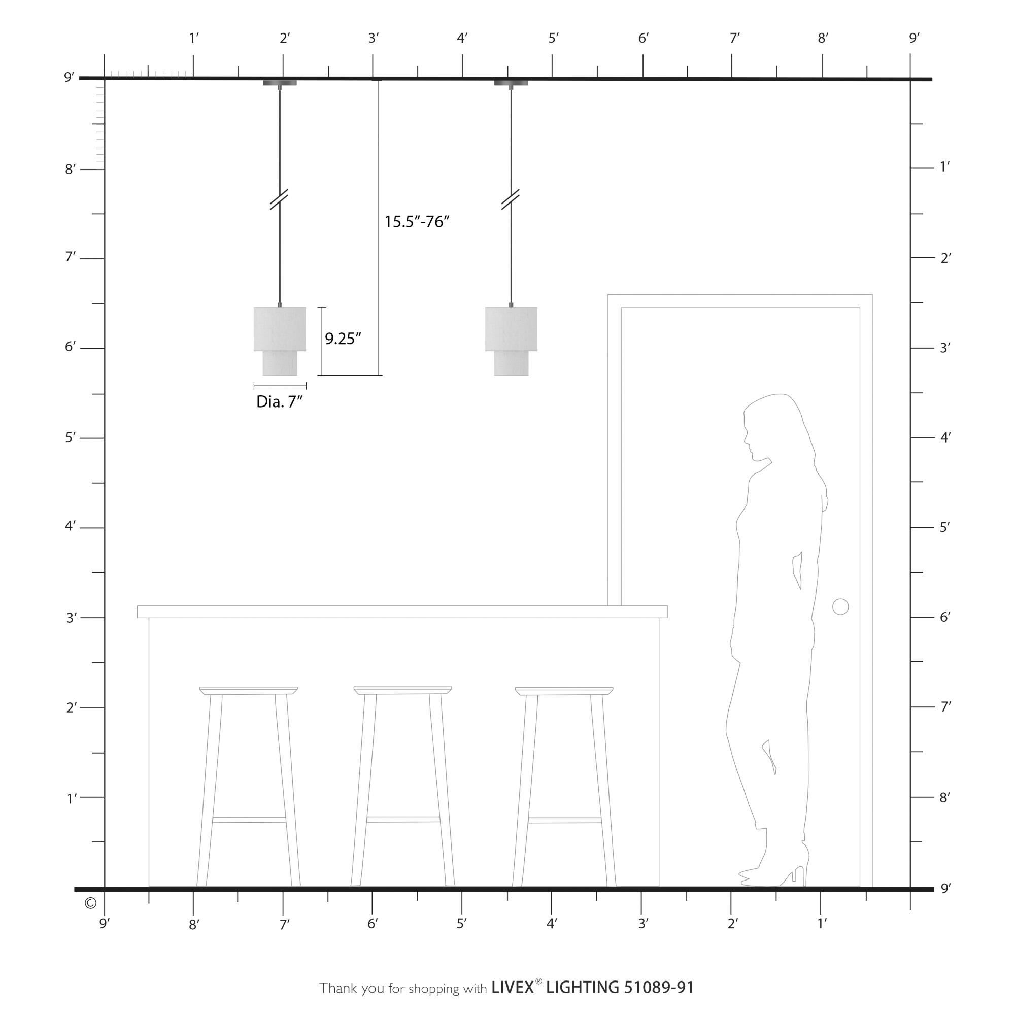 Monroe 7 Inch Mini Pendant by Livex Lighting