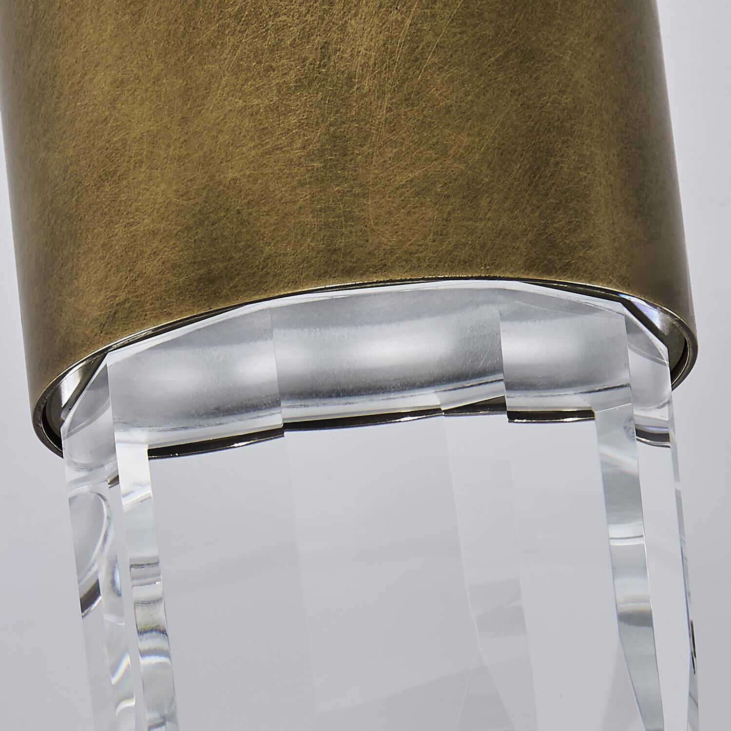 Shown in True Brass finish and Clear crystal