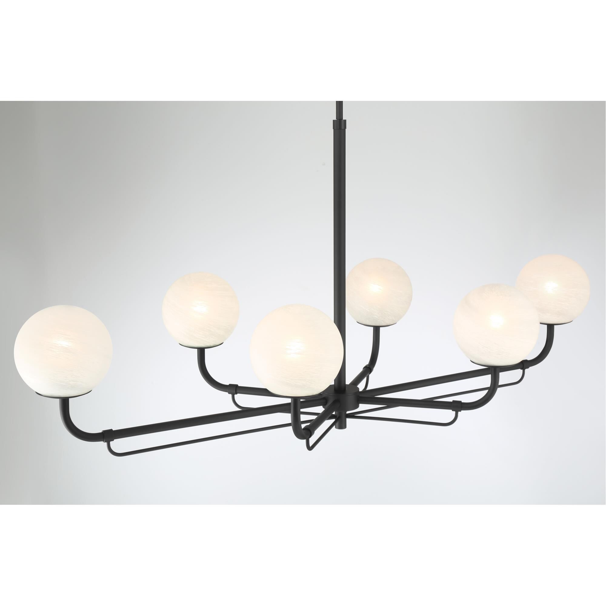Shown in Dark Matte Black finish and White glass and Etched Alabaster Glass shade