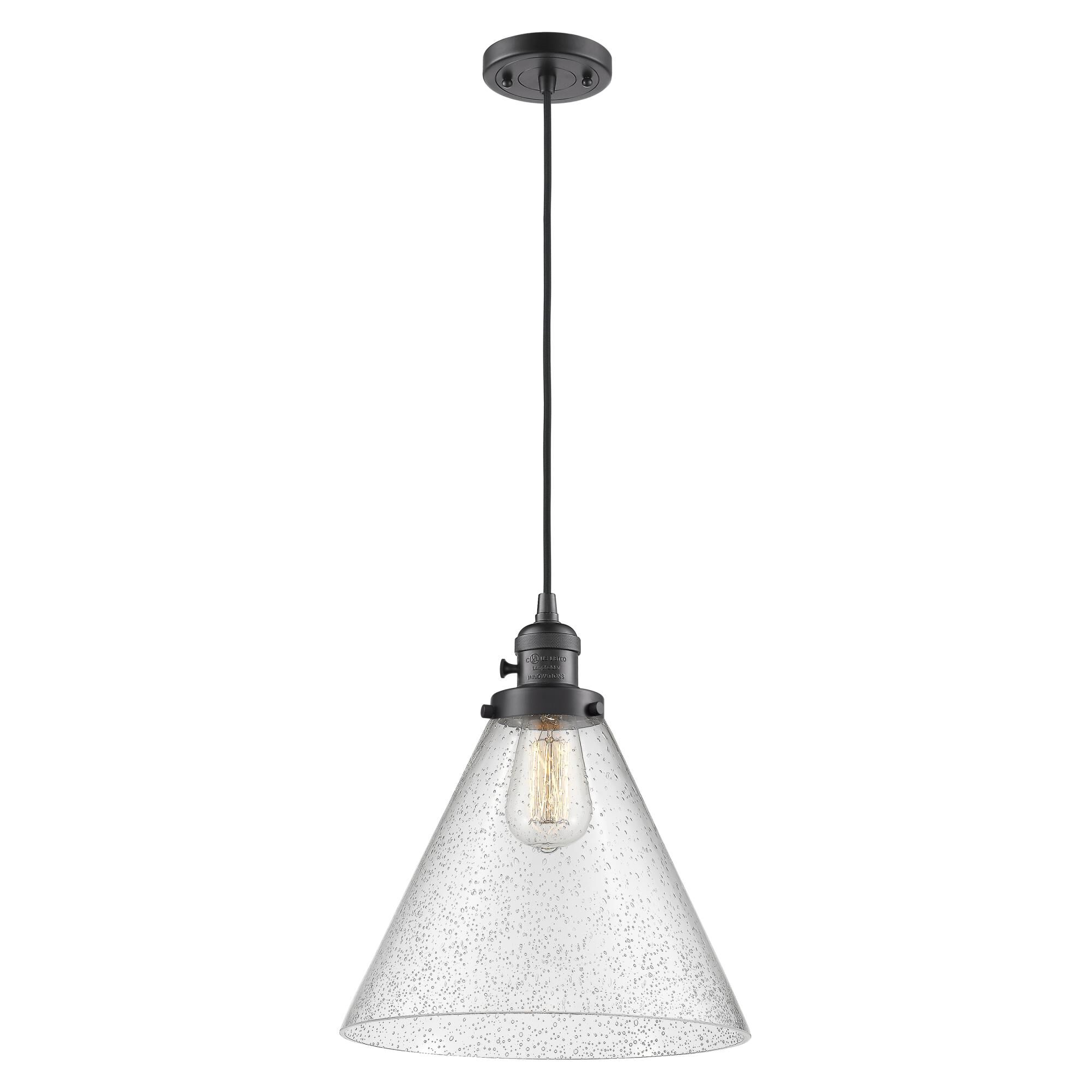 Shown in Oil Rubbed Bronze finish and Seedy glass