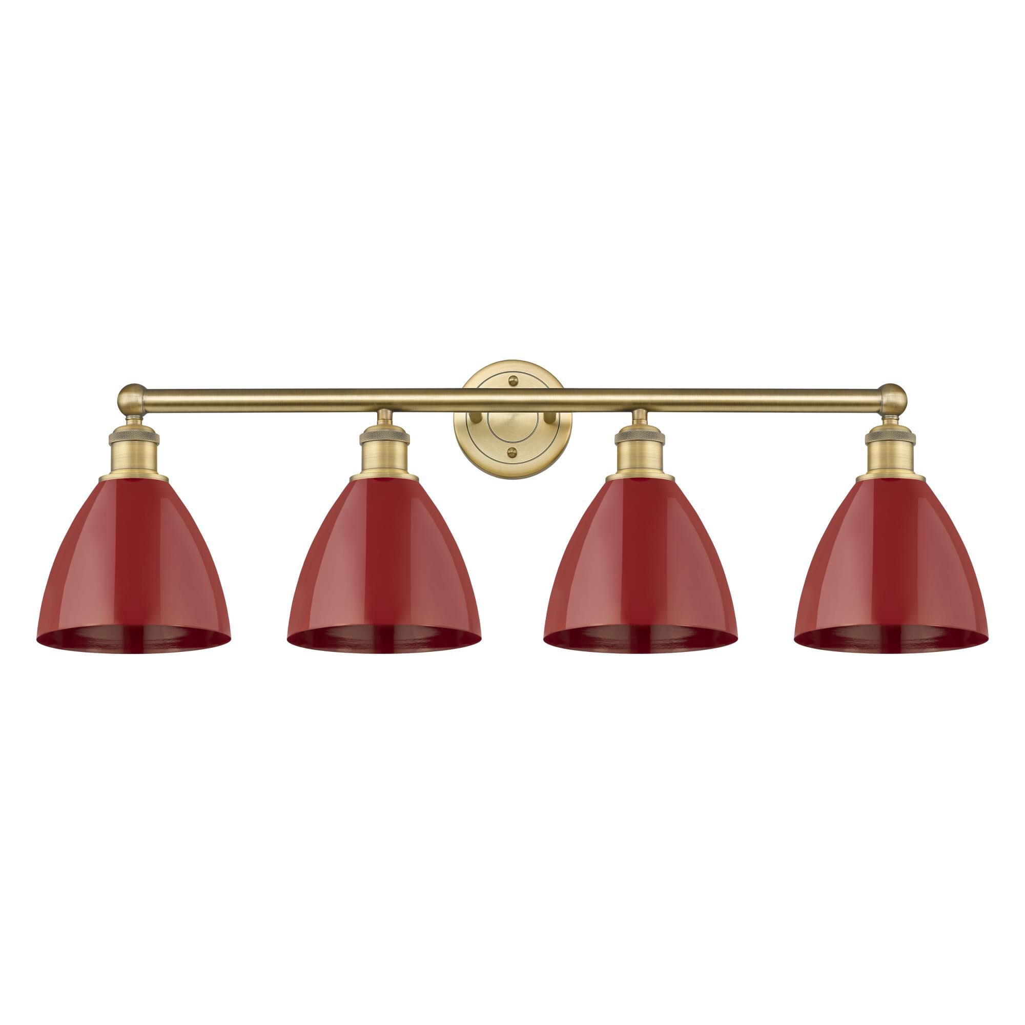 Shown in Brushed Brass finish and Red shade