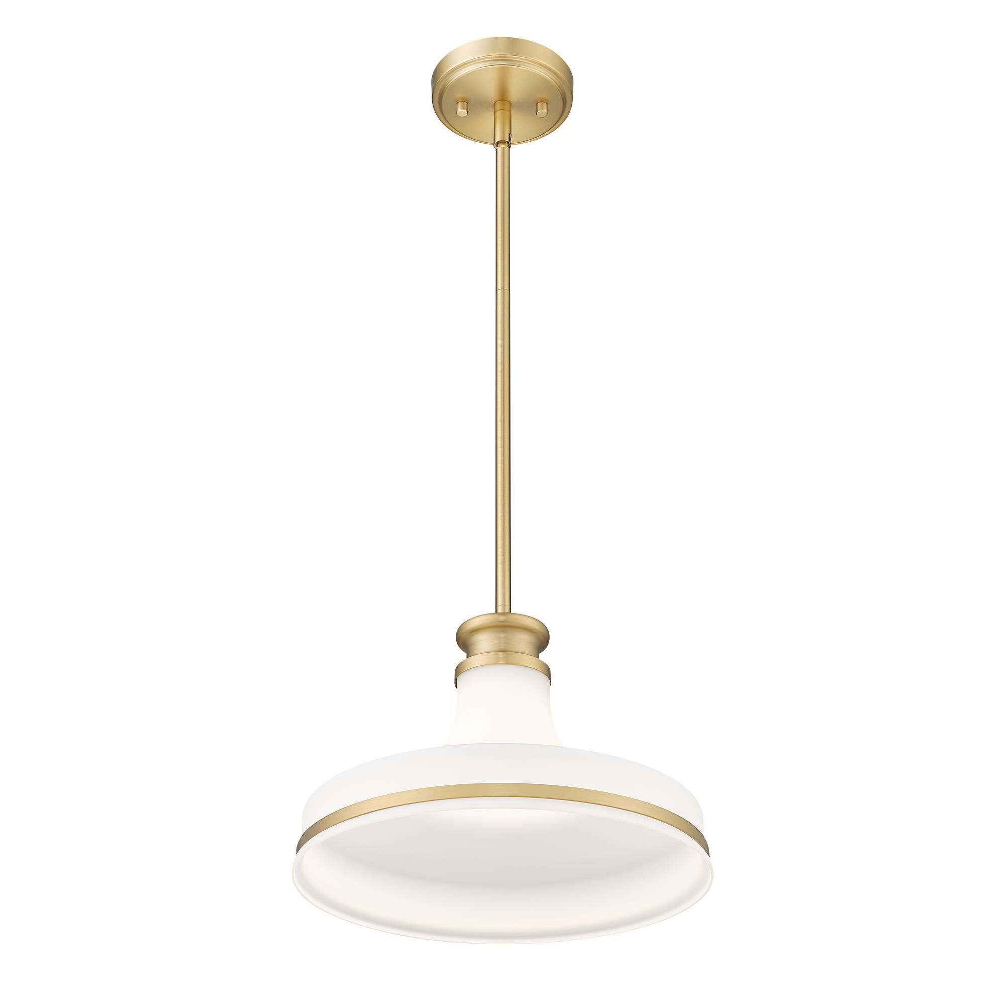 Shown in Modern Gold finish and Matte Opal glass
