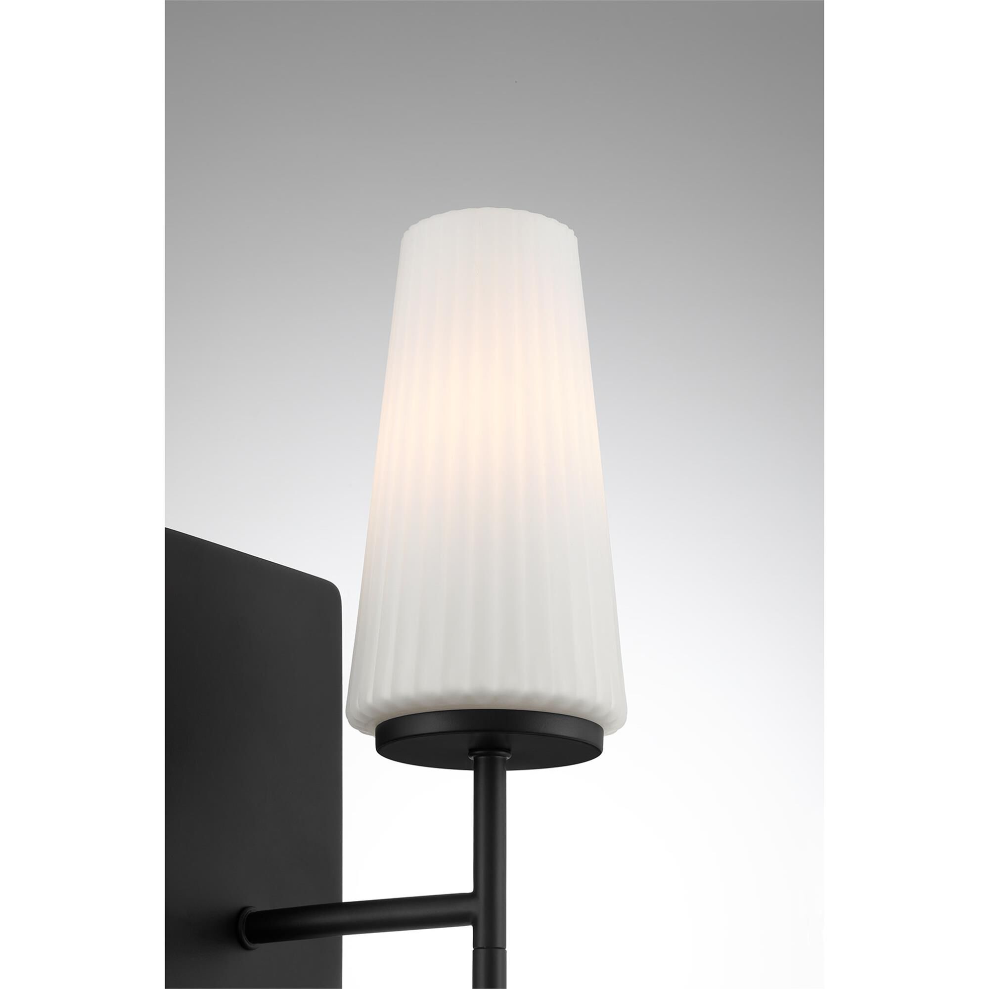Shown in Matte Black finish and Fluted White Opal glass