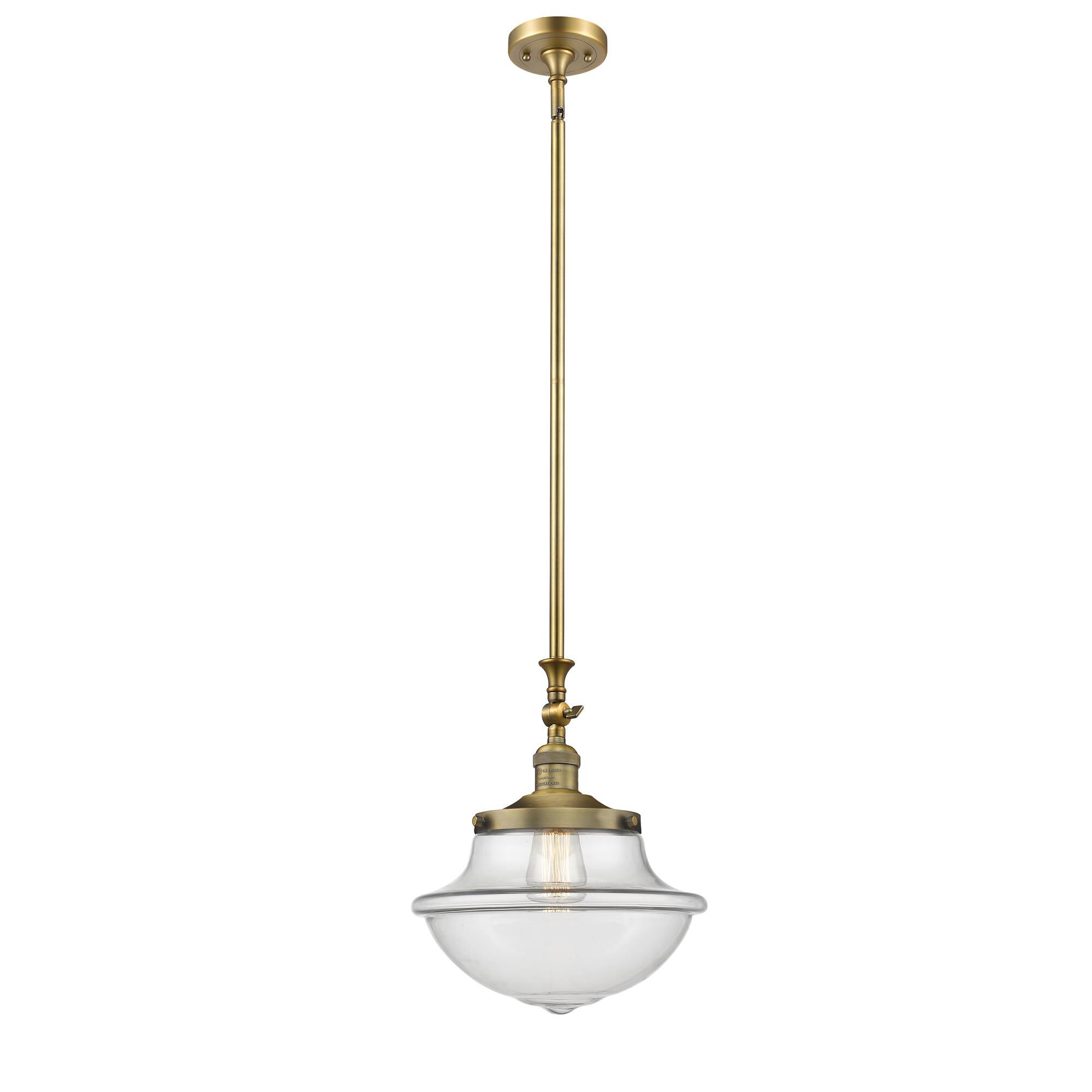 Shown in Brushed Brass finish and Clear glass