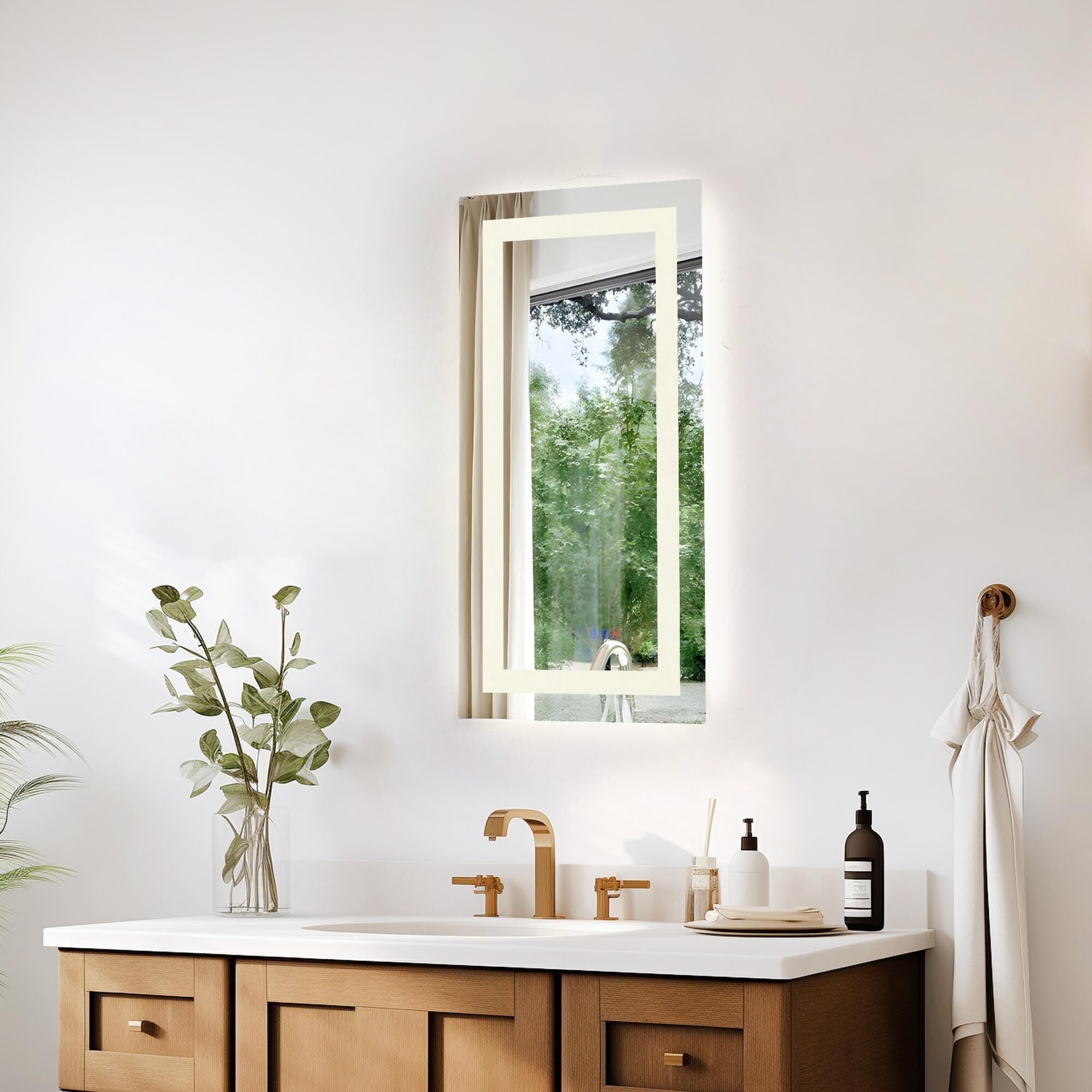 Riven 30 Inch LED Lighted Mirror by Elegant Dcor