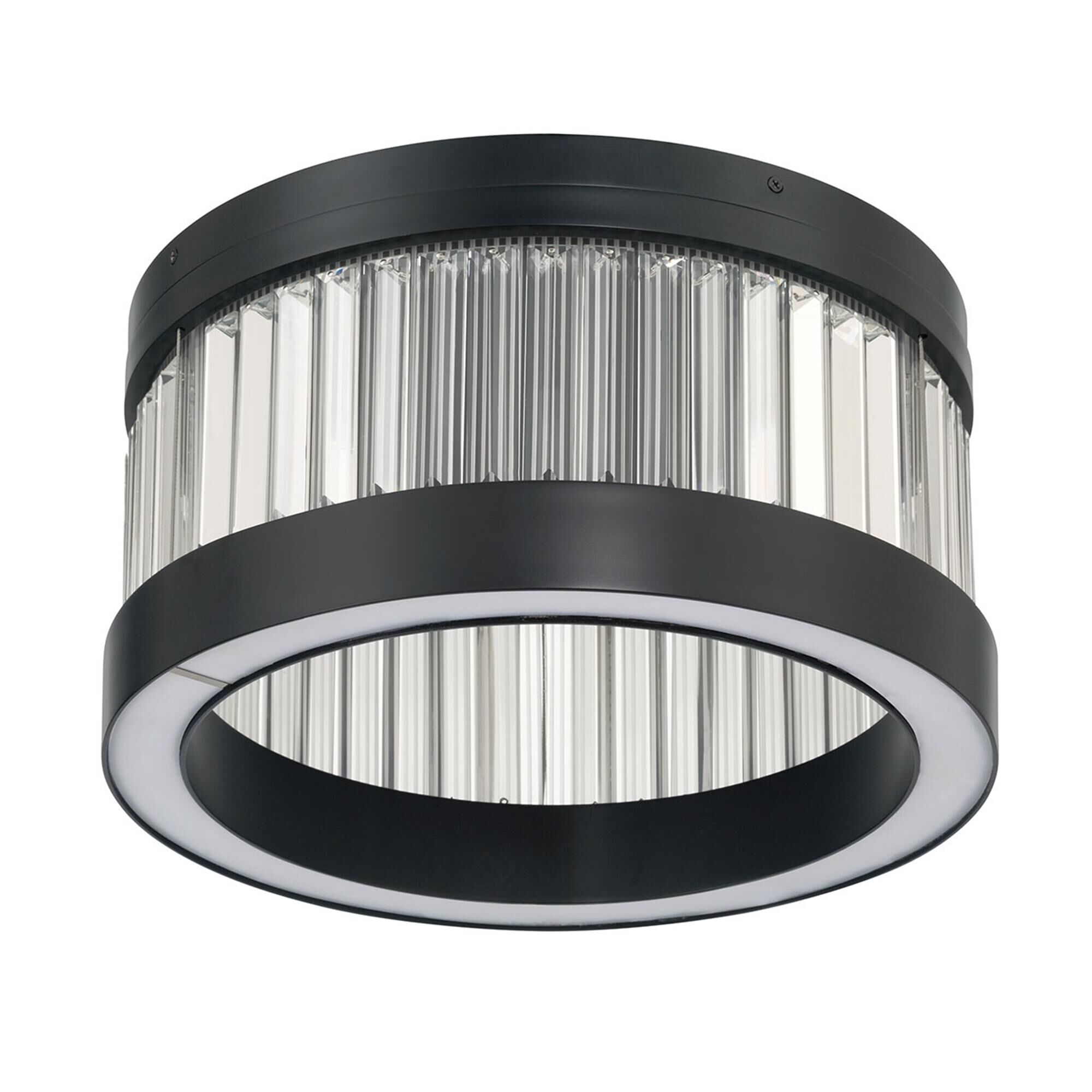 Shown in Matte Black finish and Clear Crystal glass