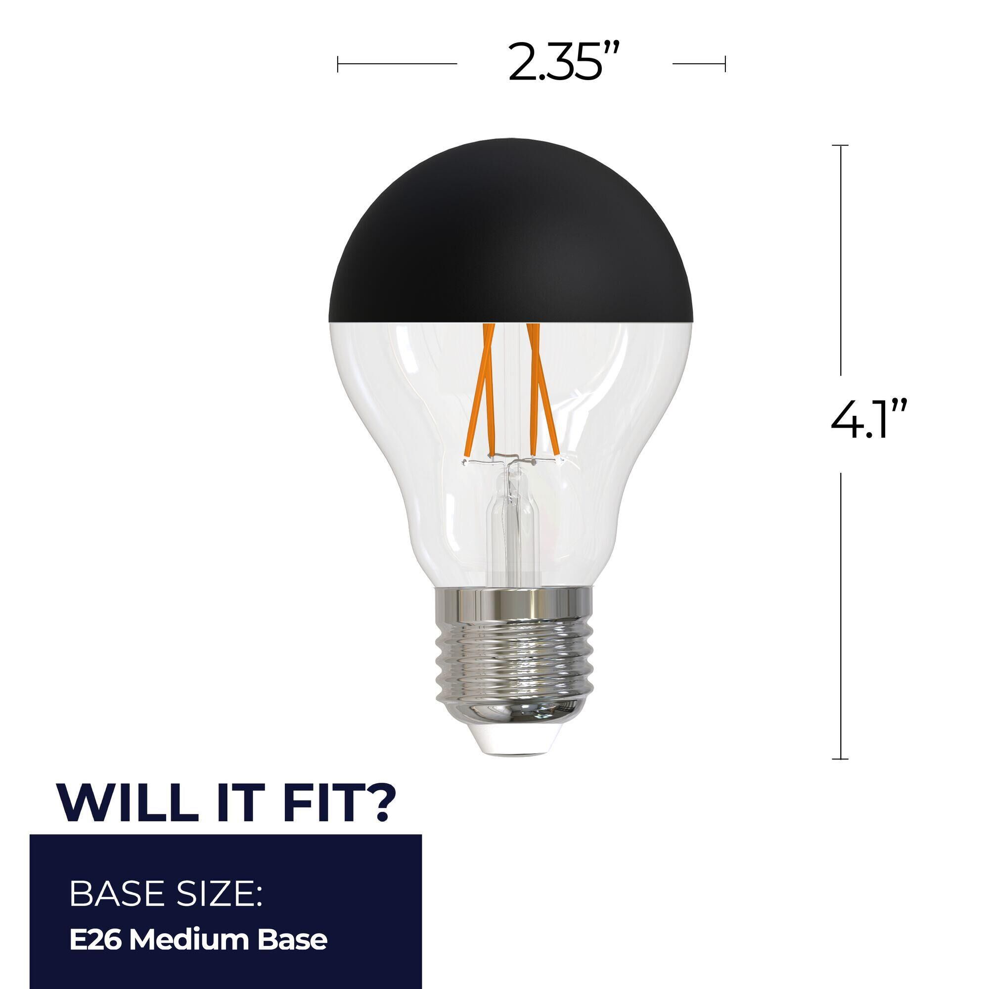 Half Black A19 Base E26 2700K LED Light Bulb by Bulbrite
