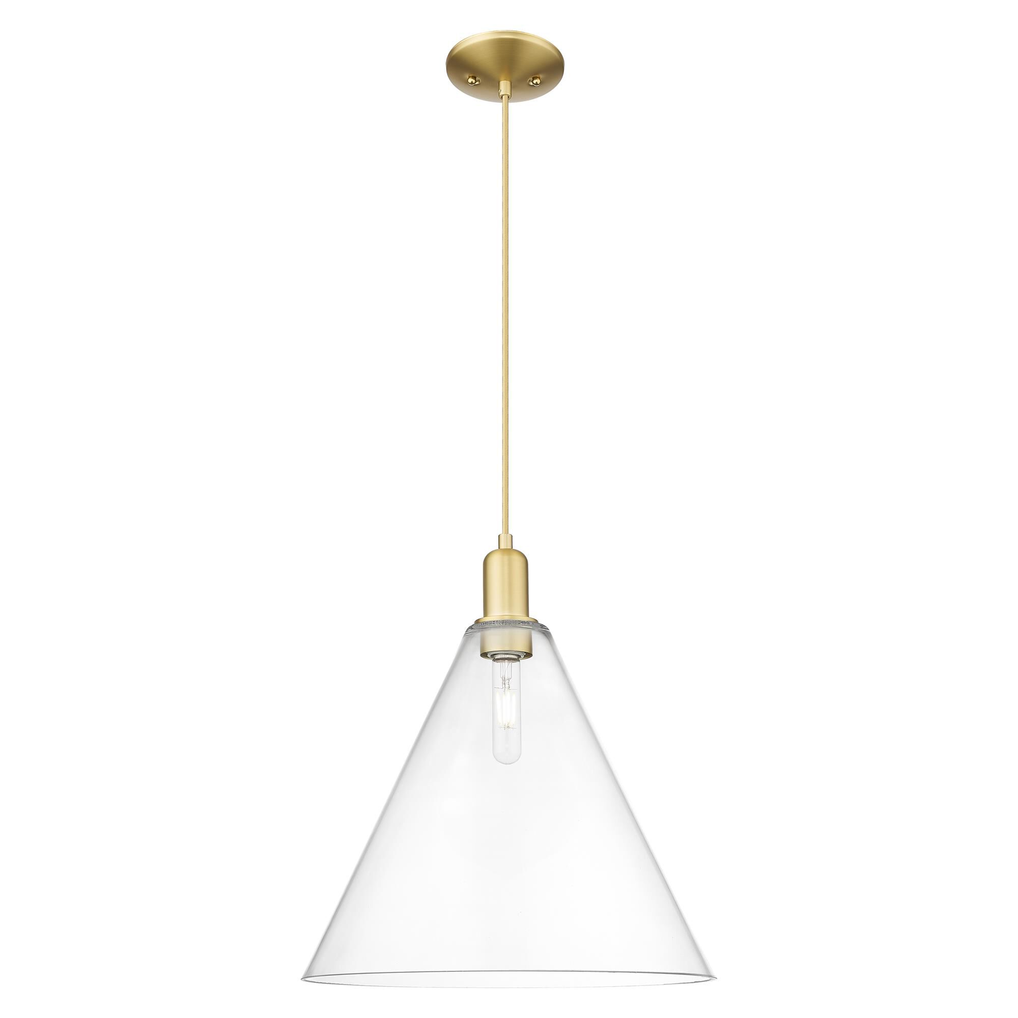 Shown in Satin Gold finish and Clear glass