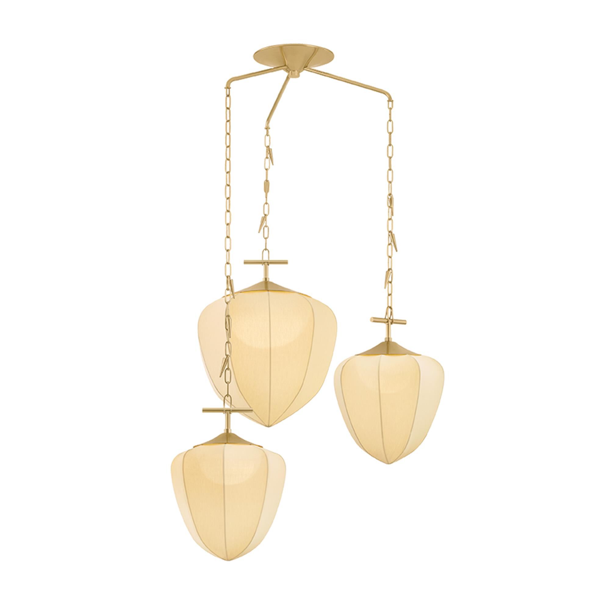 Shown in Vintage Brass finish and Silk shade