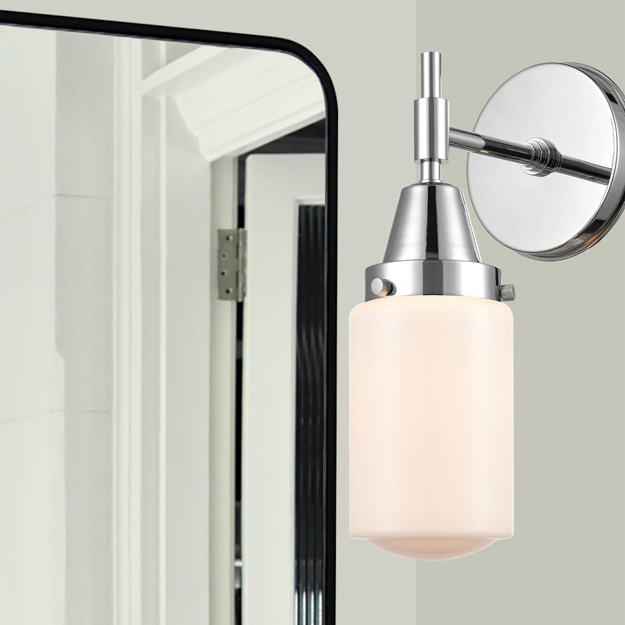 Shown in Polished Chrome finish and Matte White Cased Large Cone glass