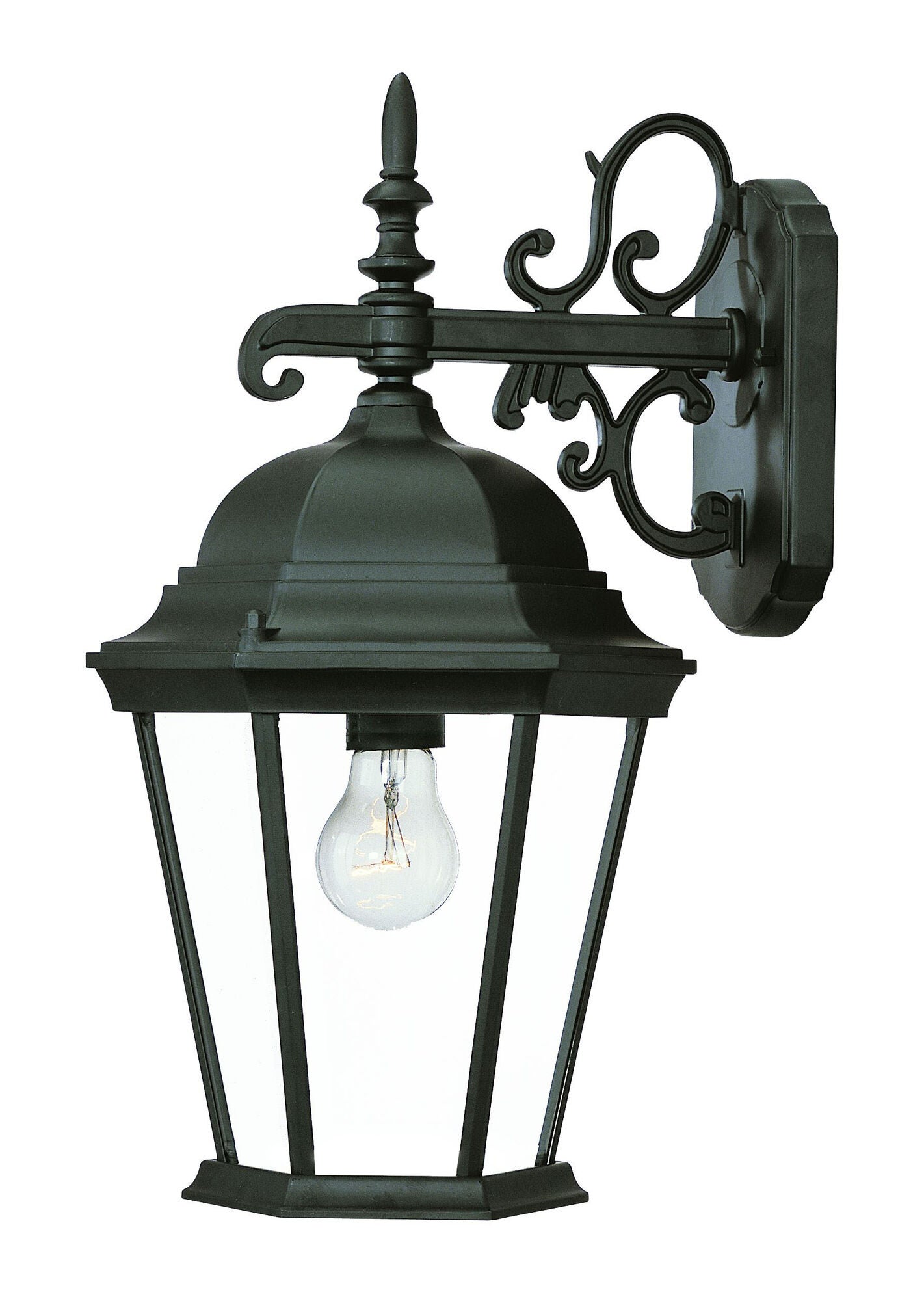 Shown in Matte Black finish and Clear glass and Clear Beveled Glass Panes shade