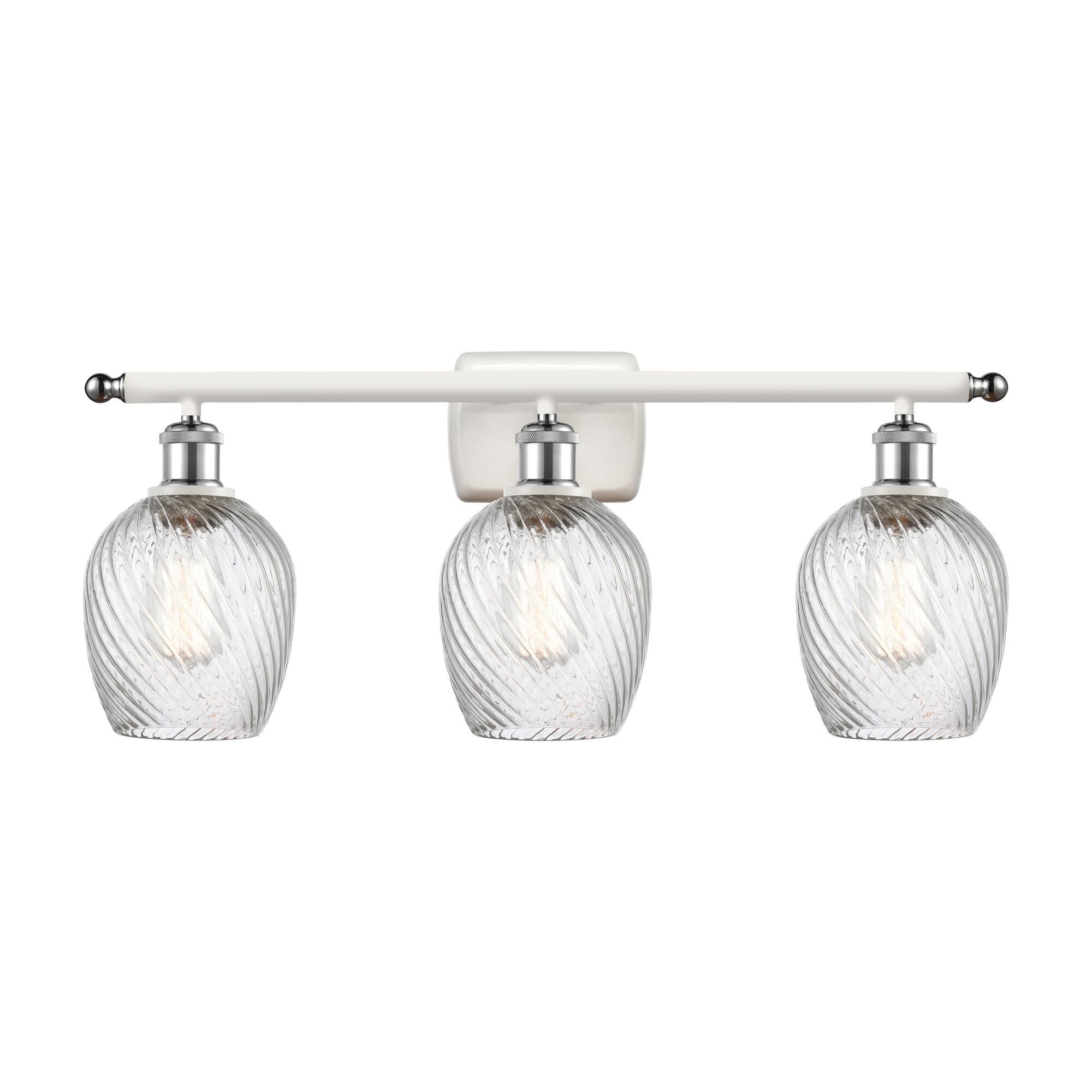 Shown in White And Polished Chrome finish and Globe glass and Glass shade and Polished Chrome accent