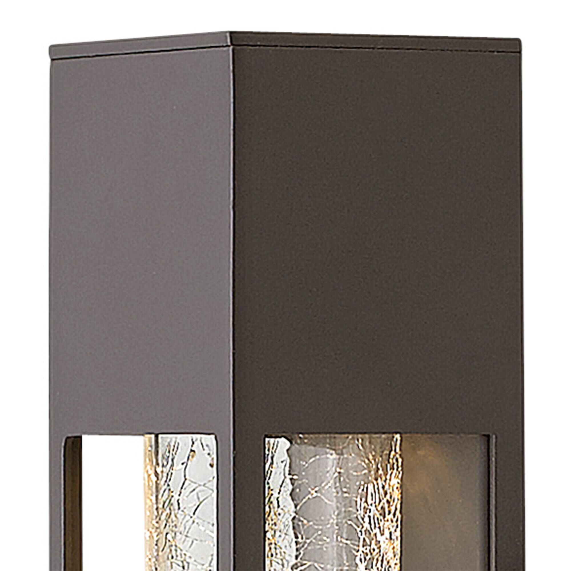 Shown in Bronze finish and Crackle glass