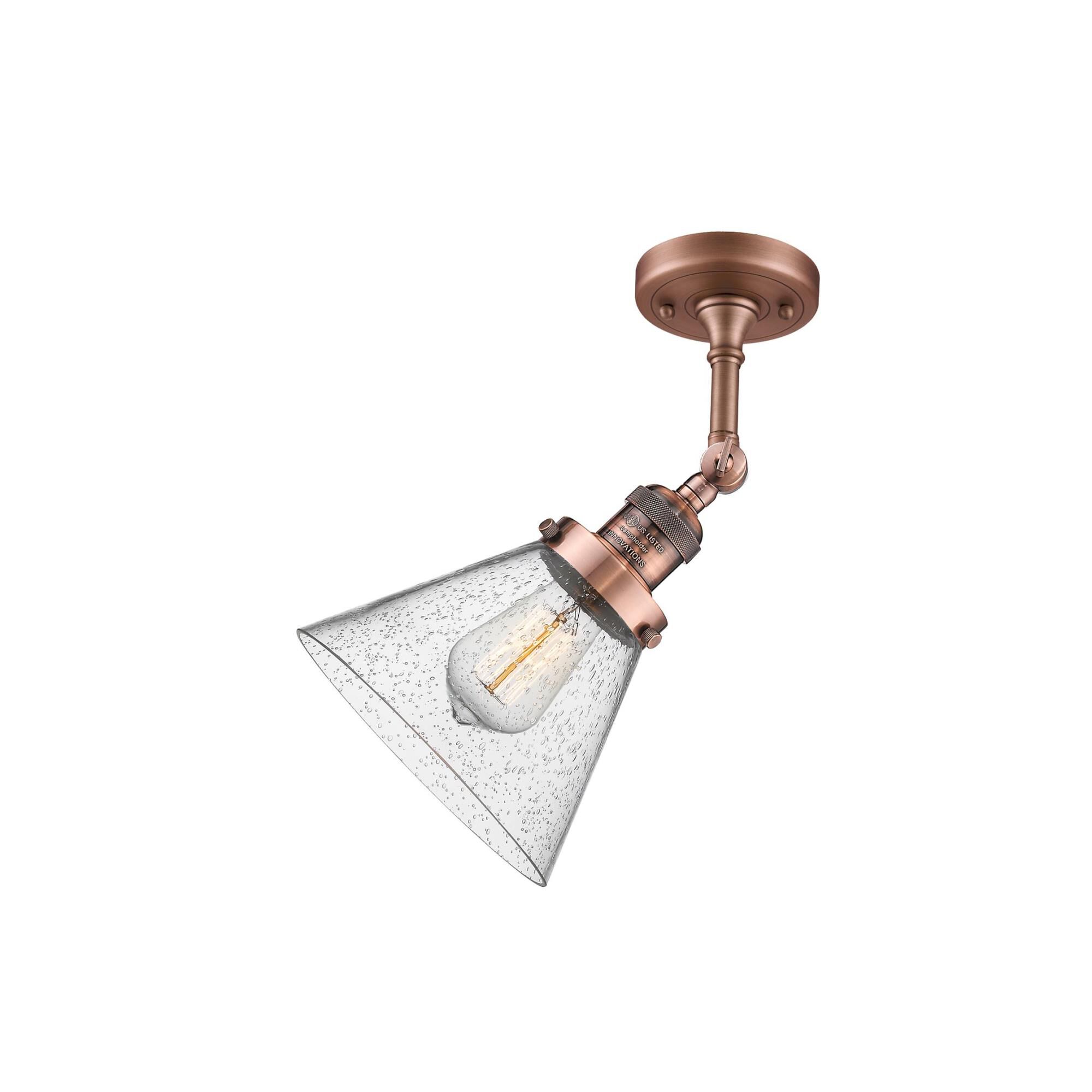 Shown in Antique Copper finish and Seedy glass