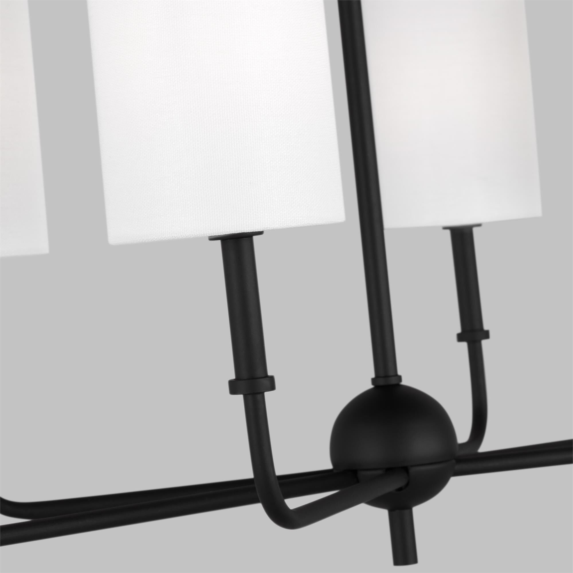 Shown in Midnight Black finish and White Linen glass and White Linen Fabric s shade