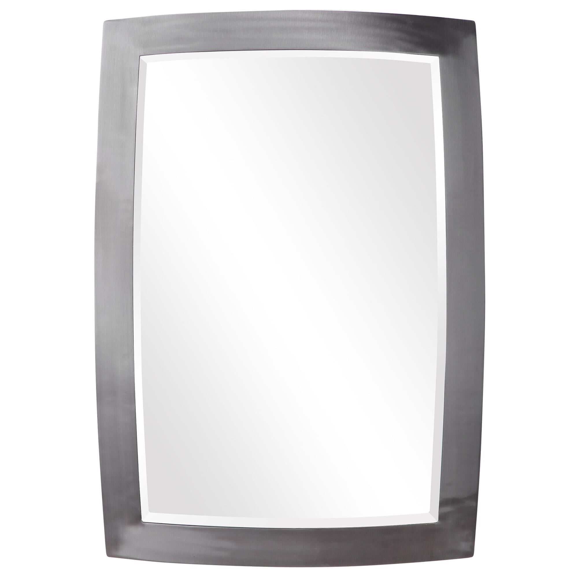 Shown in This Transitional Mirror Features An Iron Frame Finished In Brushed Nickel With A Generous 1 1/4