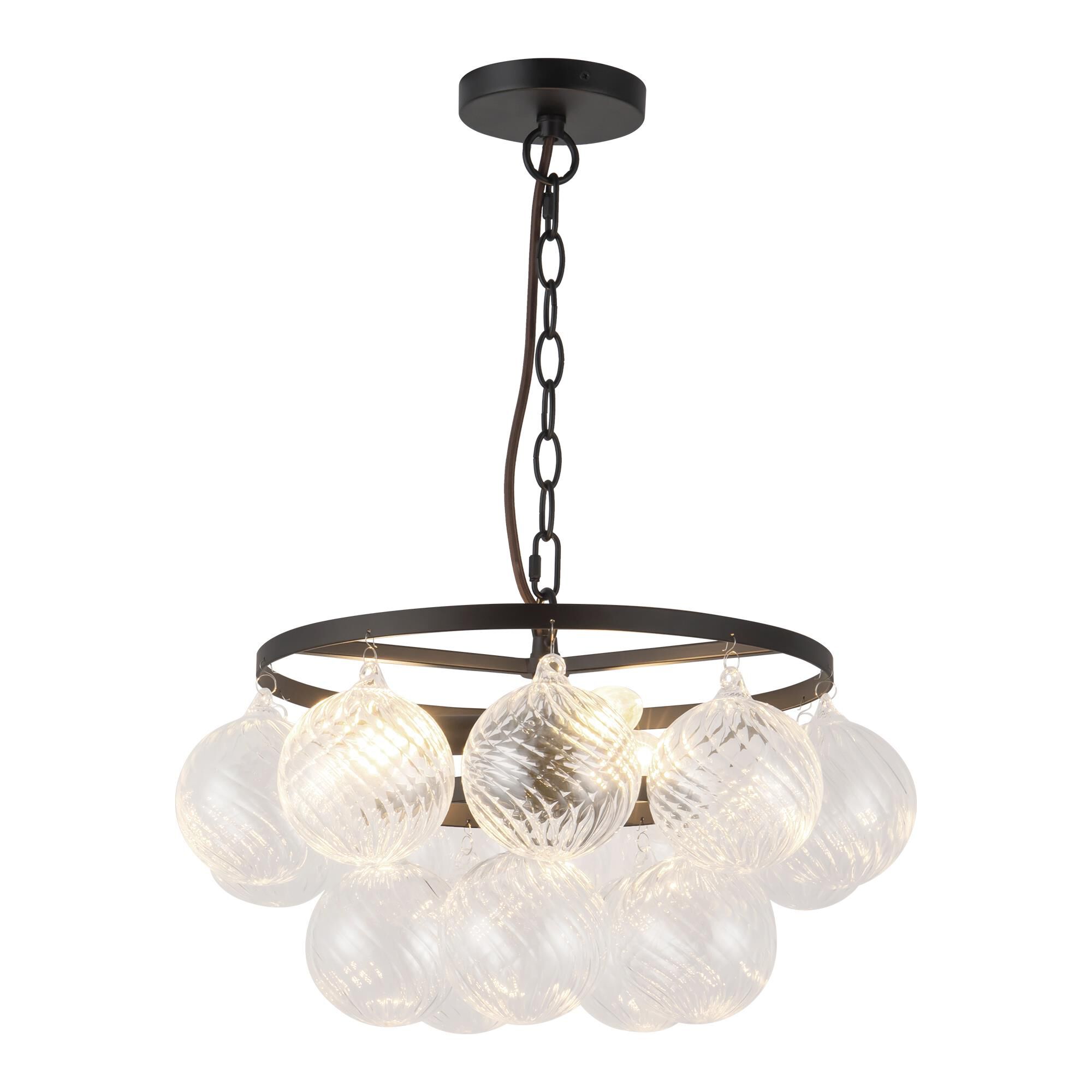 Shown in Matte Black finish and Clear Ribbed glass