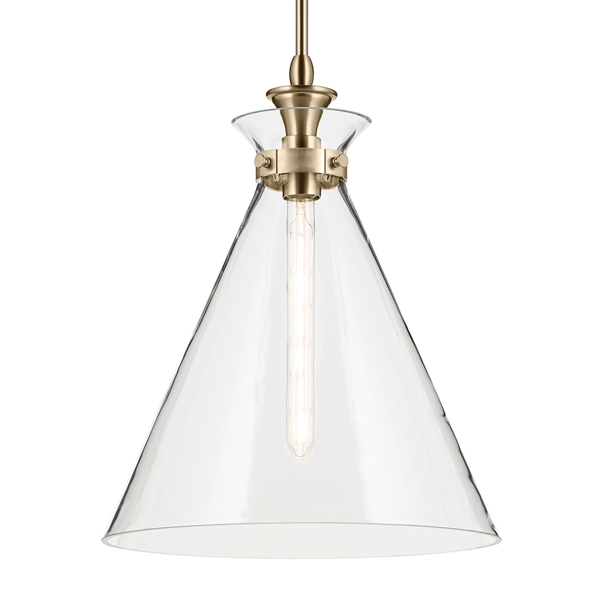 Shown in Champagne Bronze finish and Clear glass