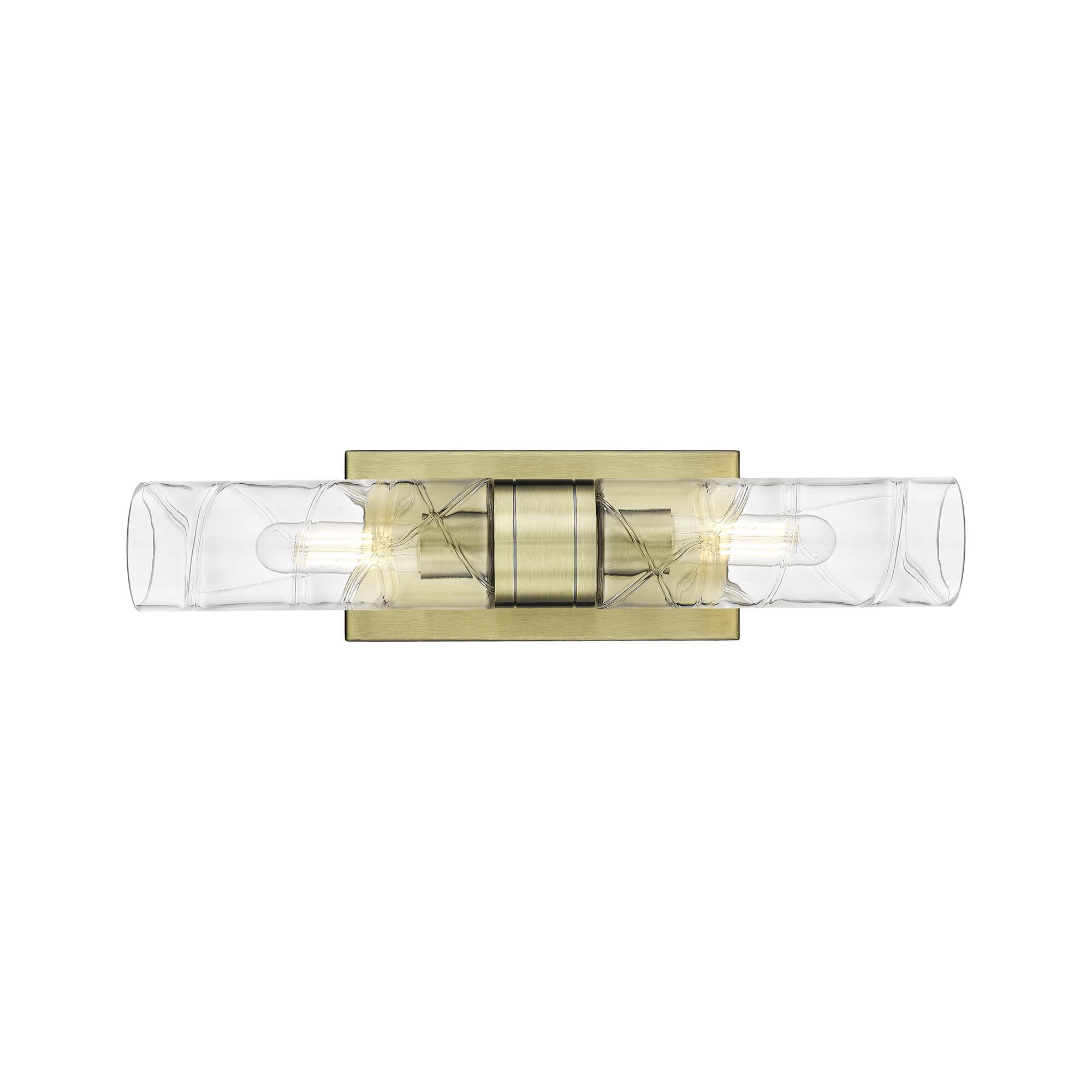 Shown in Antique Brass finish and Deco Swirl glass