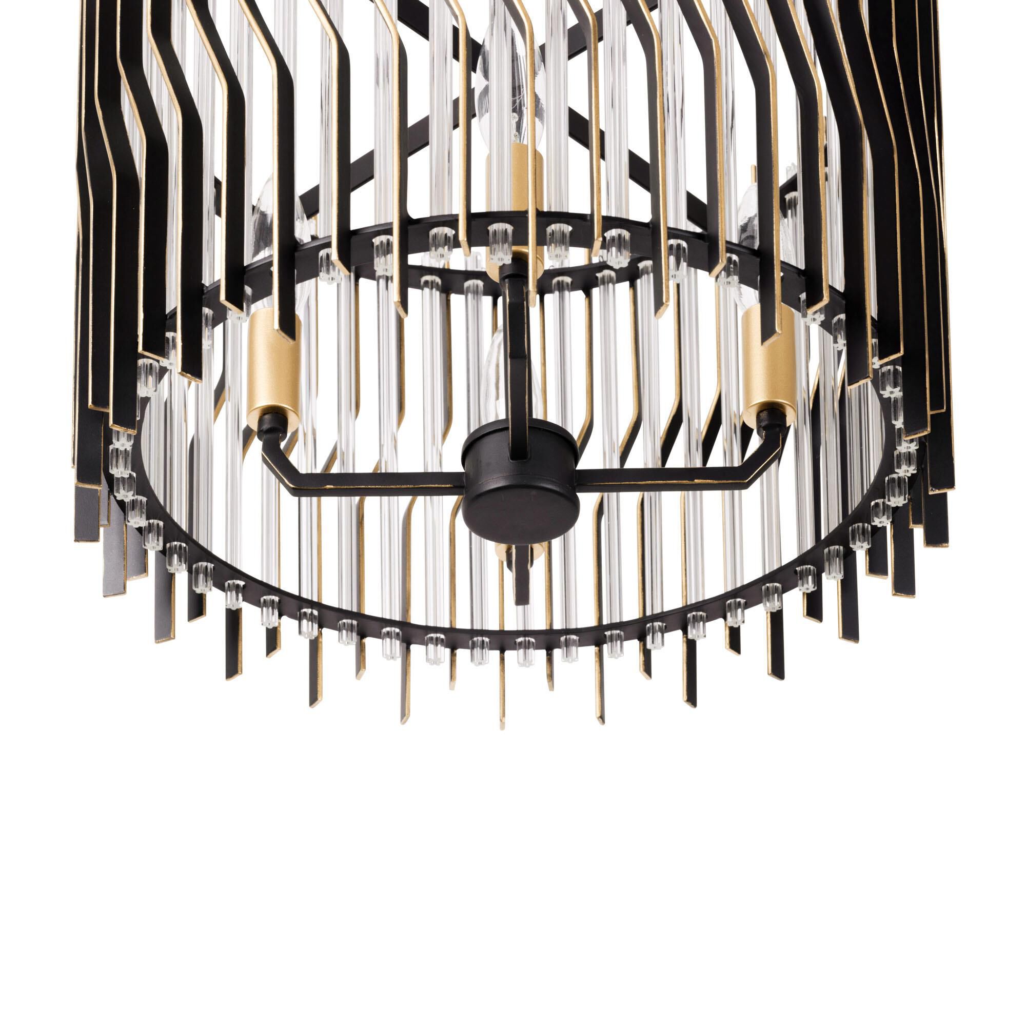 Shown in Matte Black/French Gold finish and Modern Clear Fluted shade