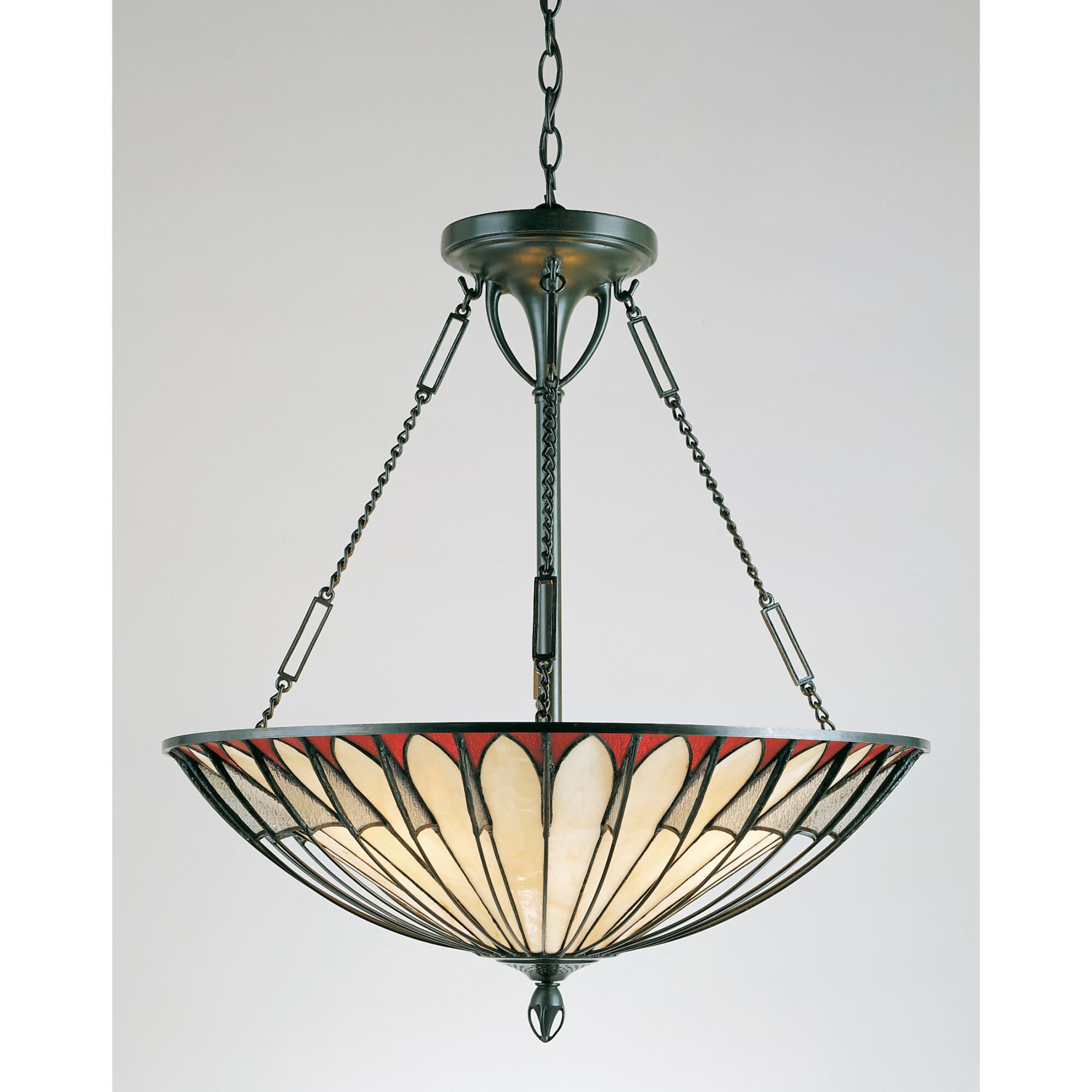 Shown in Vintage Bronze finish and Tiffany glass
