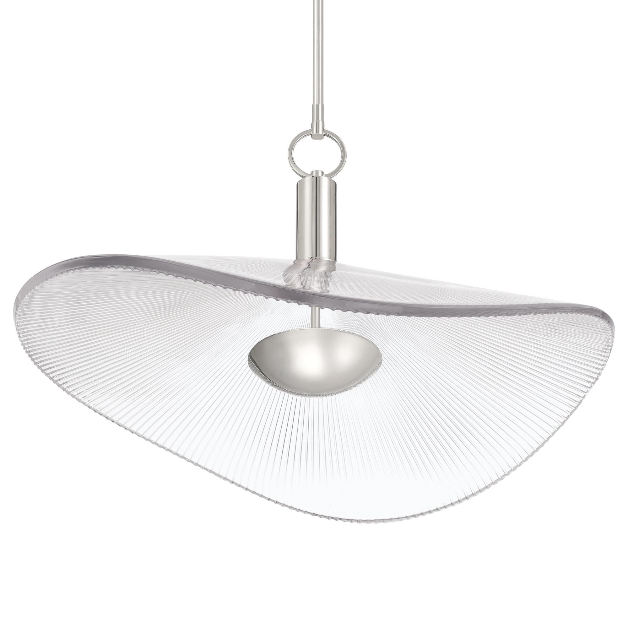 Shown in Polished Nickel finish and Clear Ribbed glass