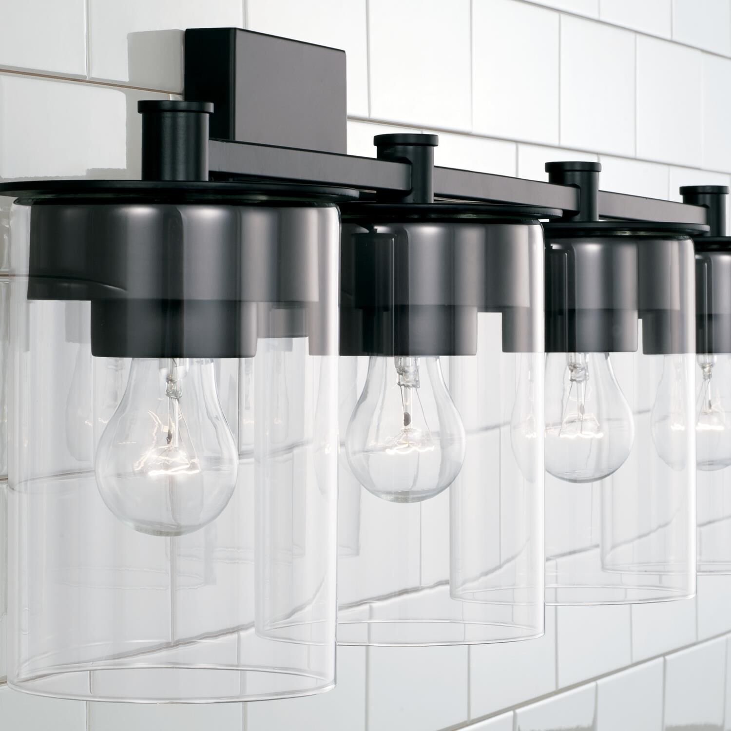 Shown in Matte Black finish and Clear glass