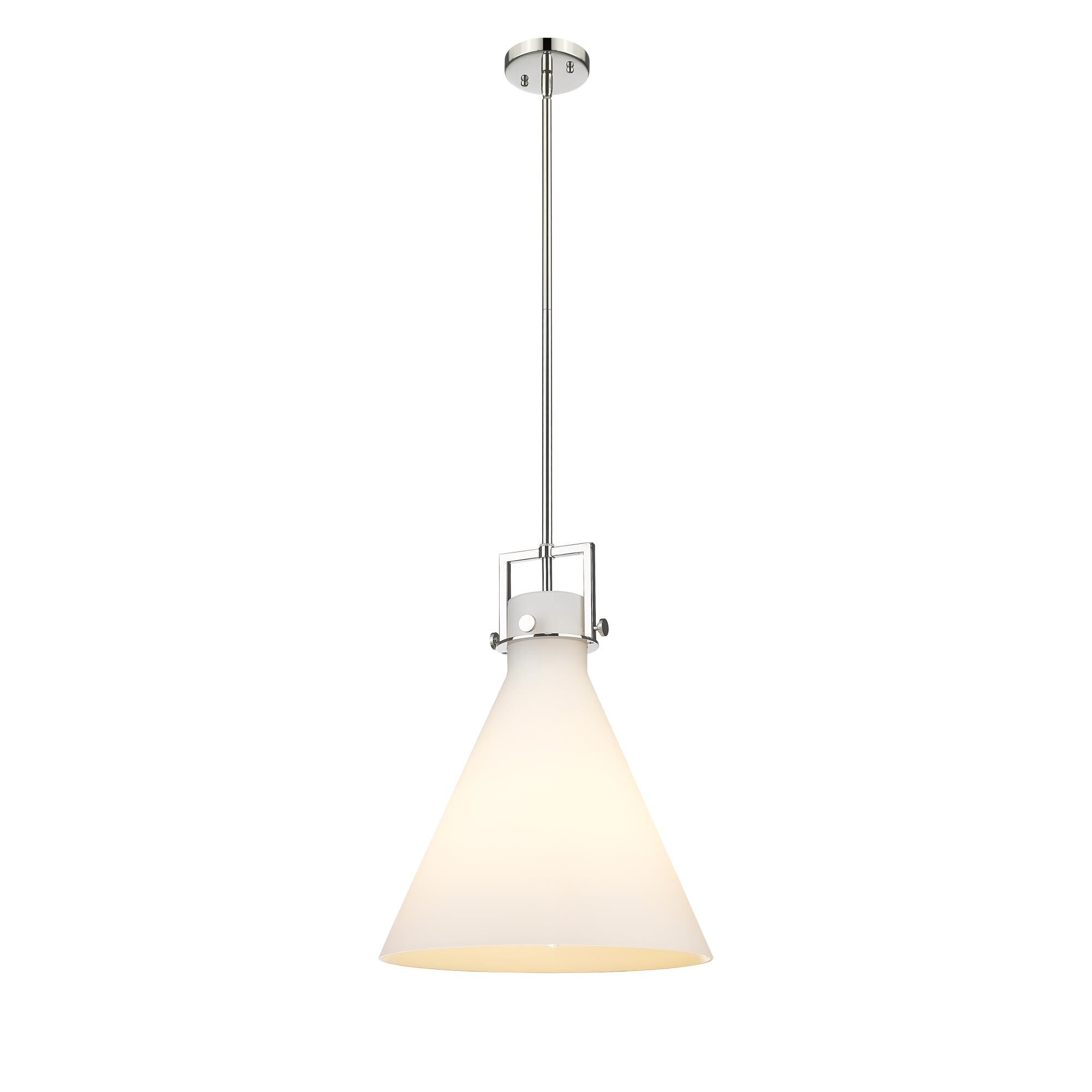 Shown in Polished Nickel finish and Matte White glass