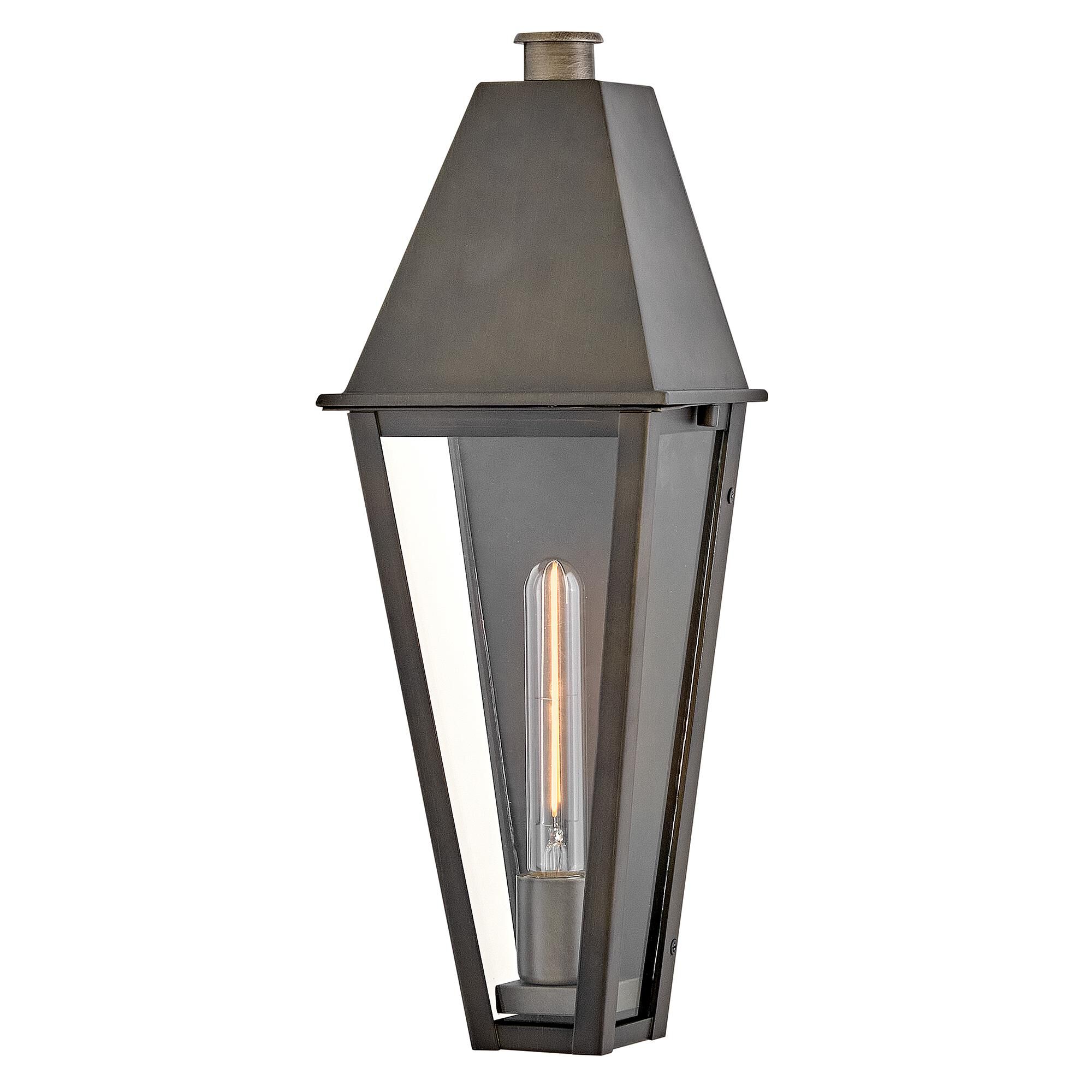 Shown in Blackened Brass finish and Clear glass