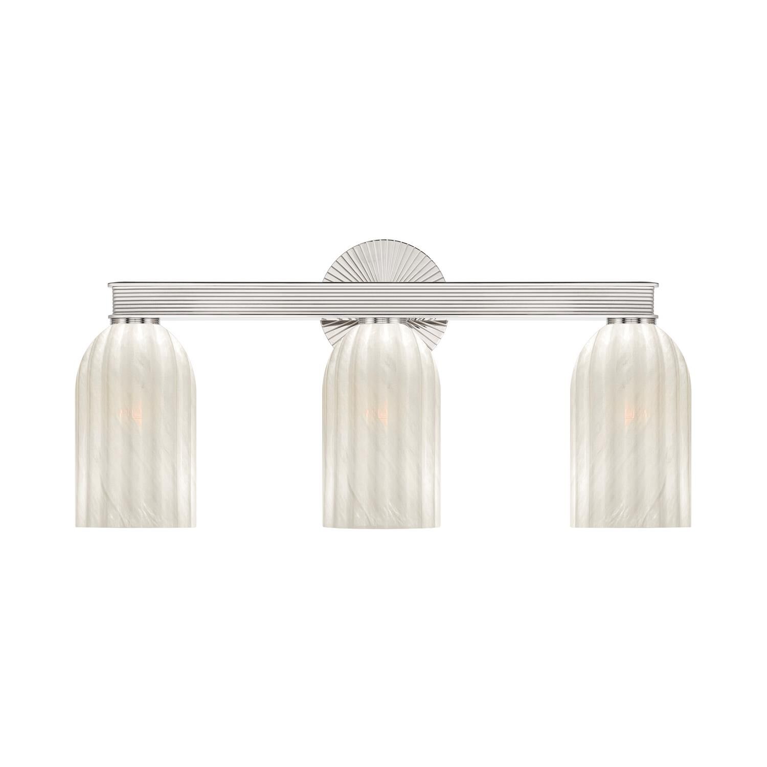 Shown in Polished Nickel finish and Strie glass and Strie Glass shade