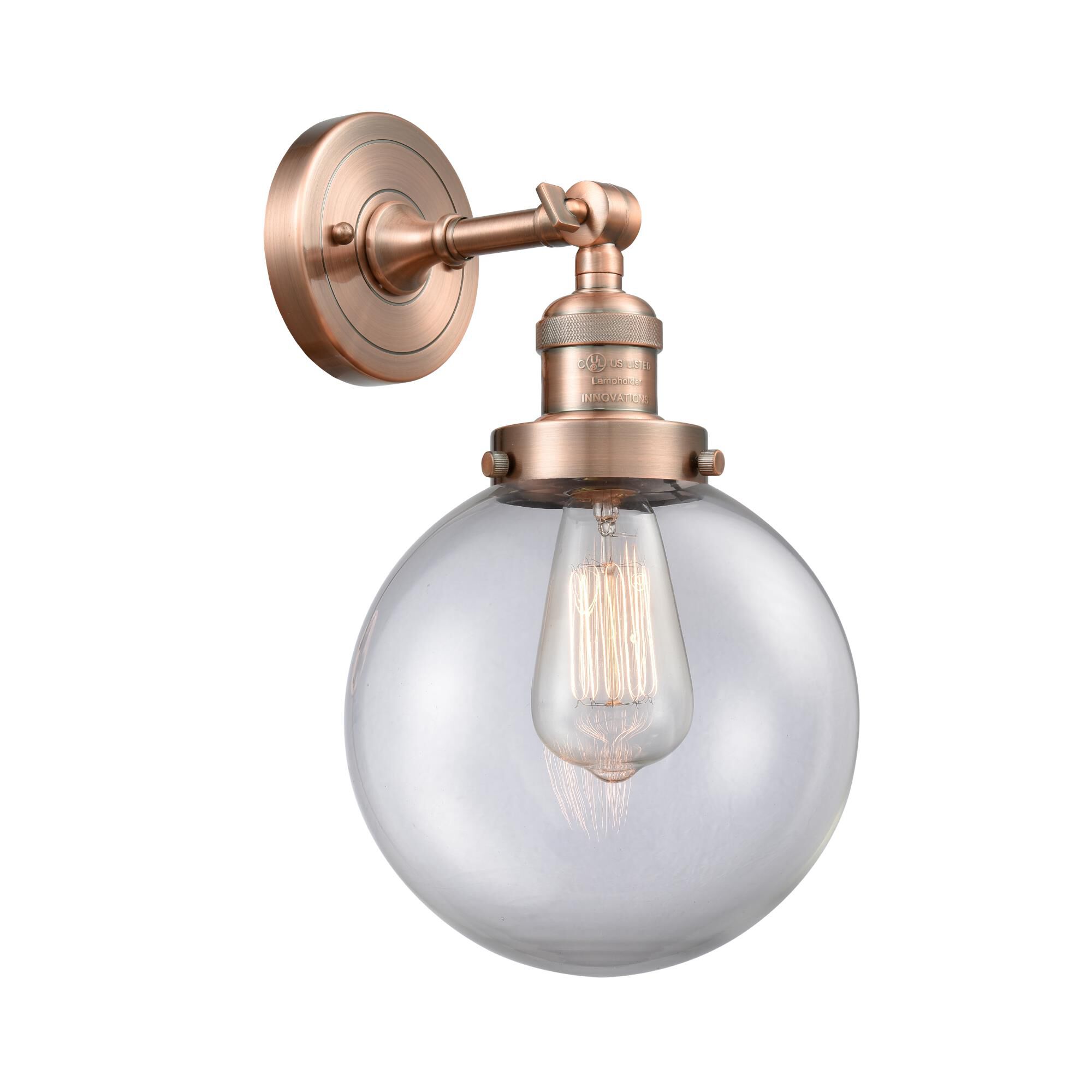 Shown in Antique Copper finish and Clear glass and No Accent accent