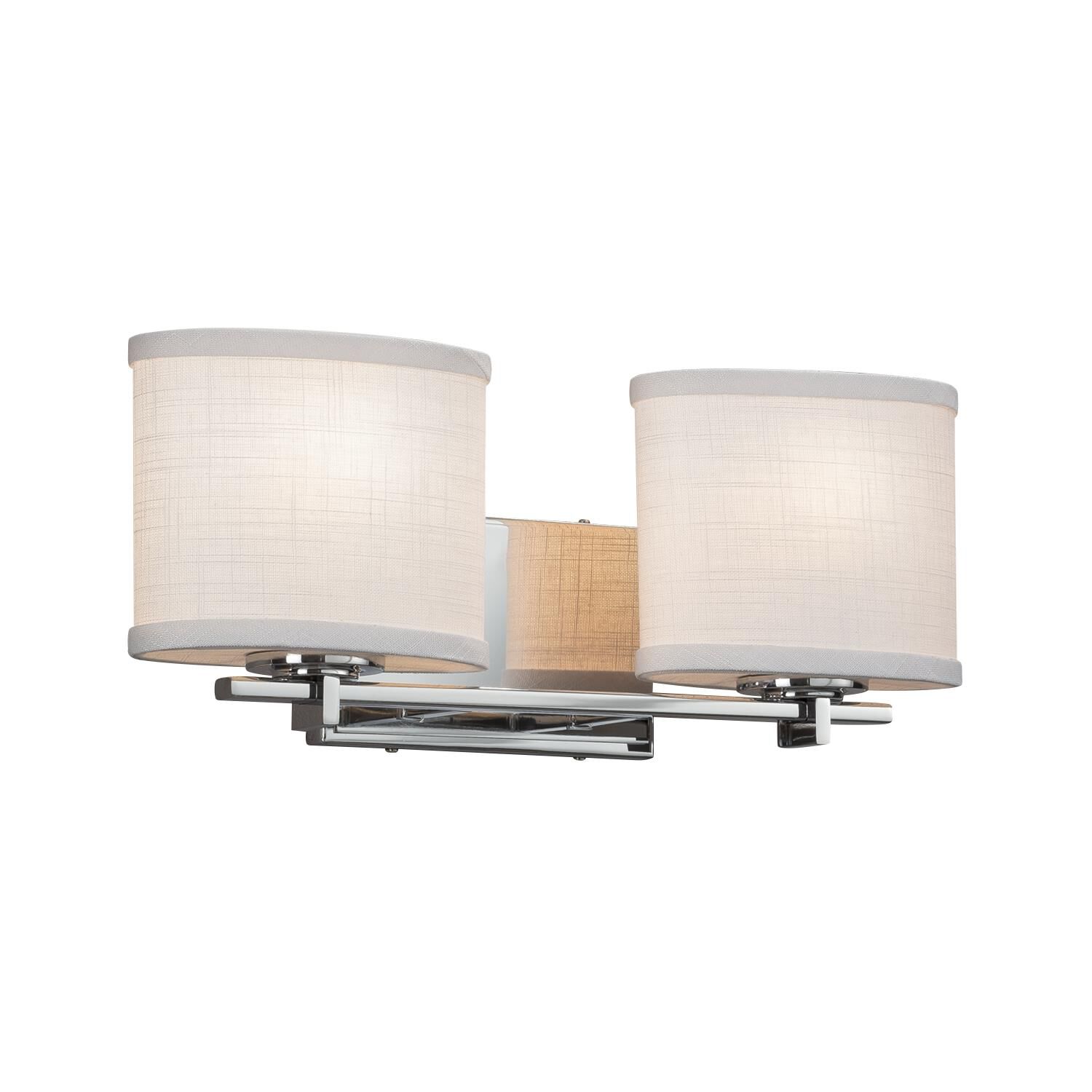 Shown in Polished Chrome finish and White Woven Fabric shade and Oval accent