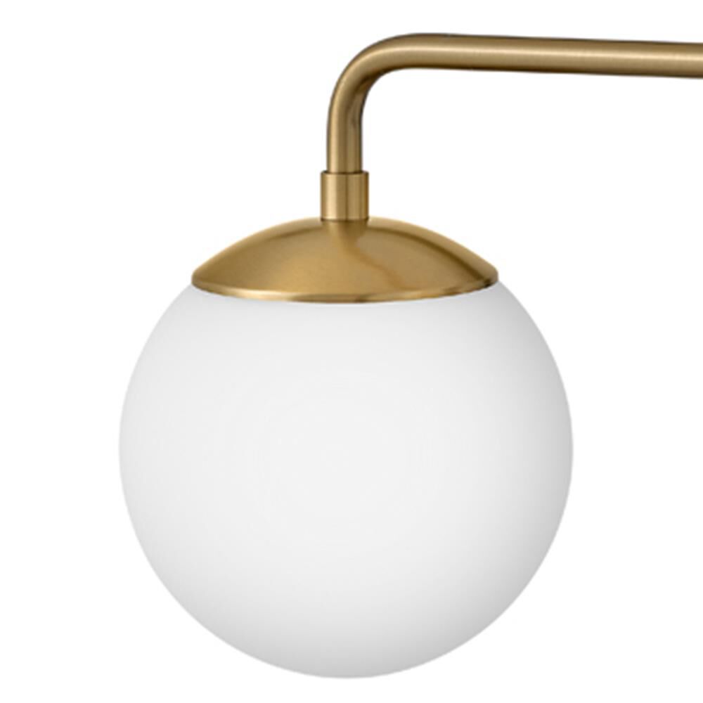 Shown in Lacquered Brass finish and White glass
