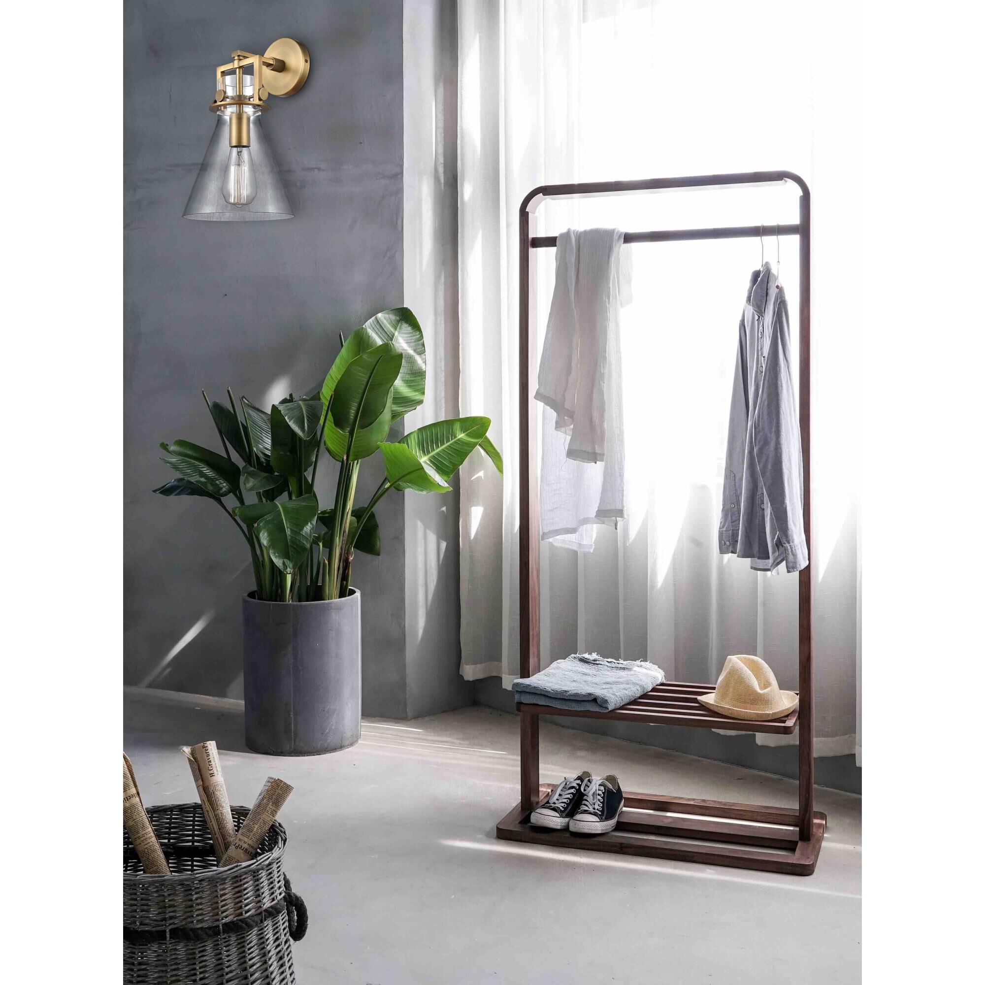 Shown in Brushed Brass finish and Clear glass