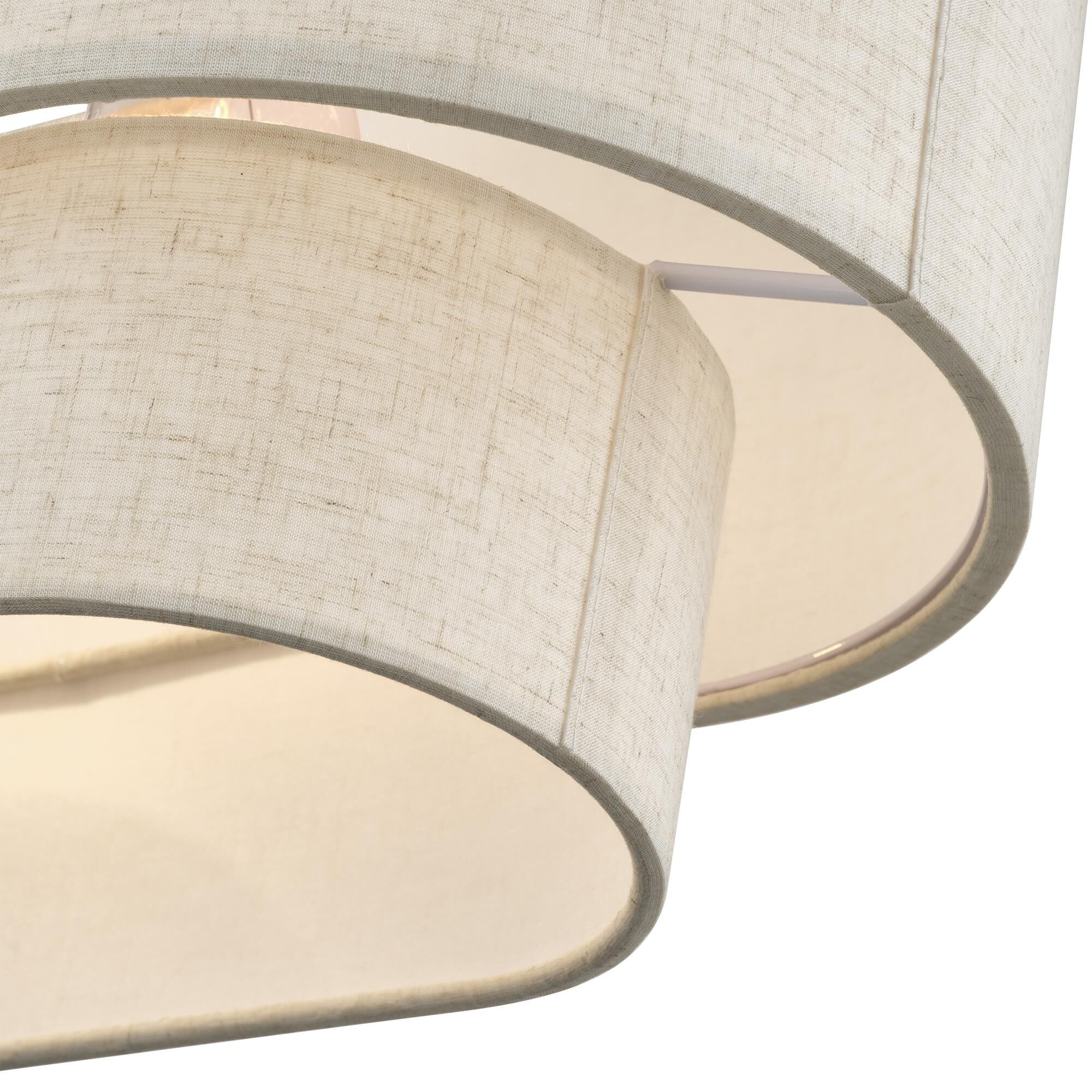 Shown in English Bronze finish and Hand Crafted Oatmeal Color Fabric with White Color Inside shade