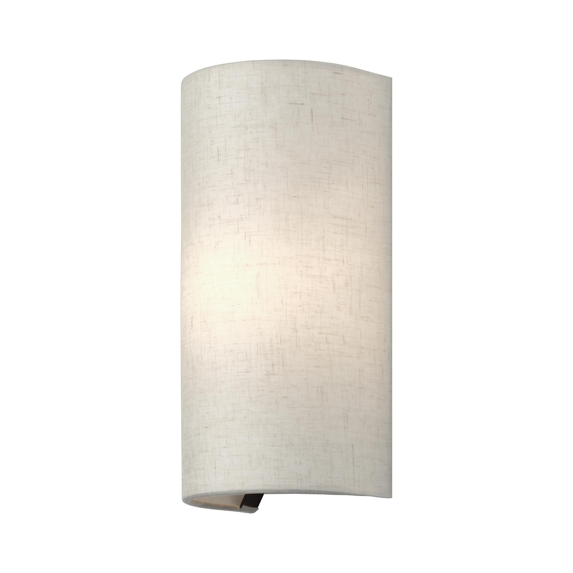 Shown in English Bronze finish and Hand Crafted Oatmeal Color Fabric with White Color Inside shade