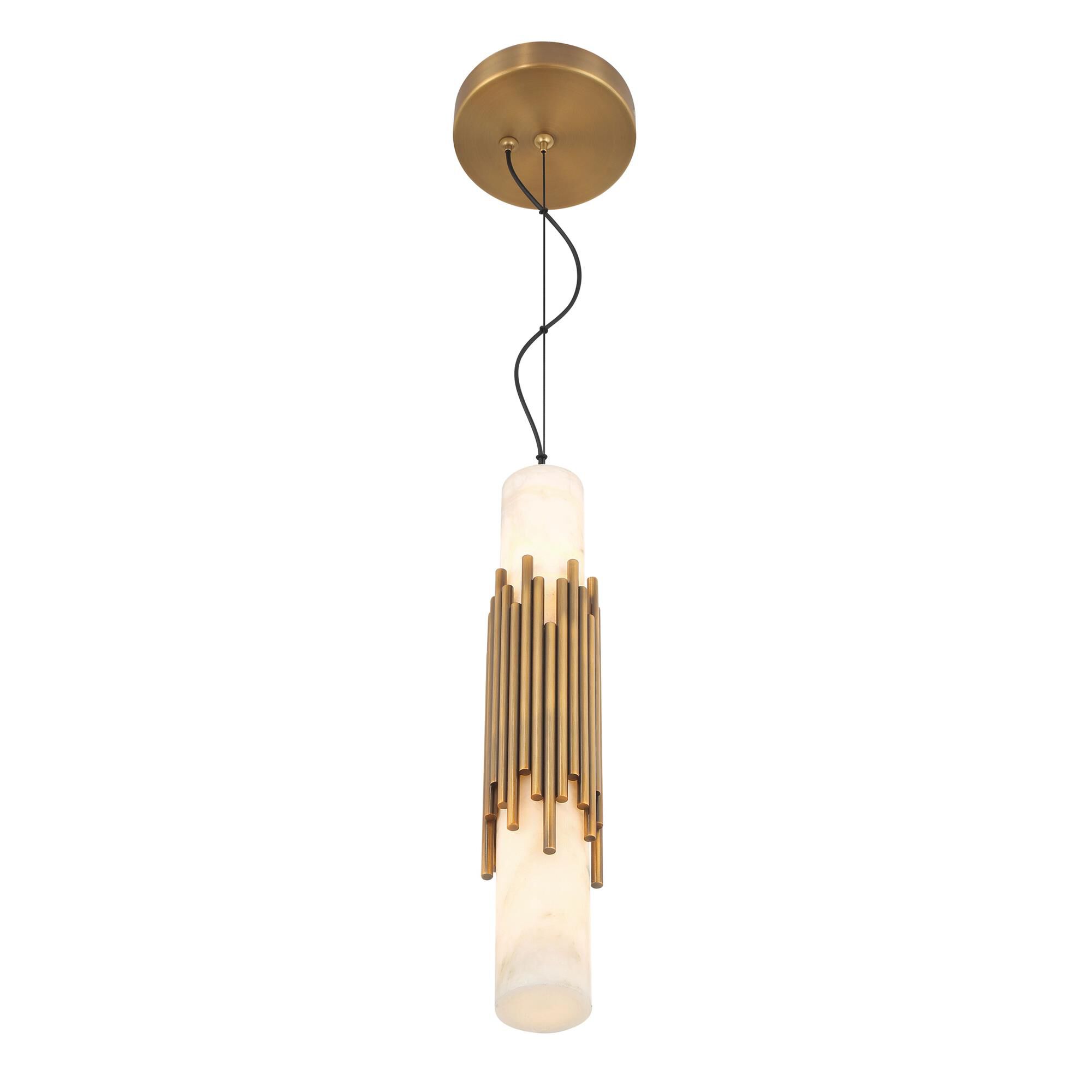 Shown in Antique Brass finish and Alabaster glass