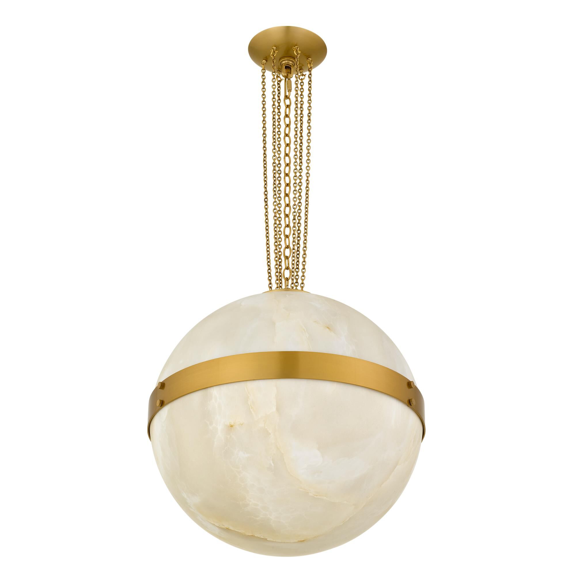 Shown in Brushed Gold finish and Alabaster Glass Top, Alabaster Glass Bottom shade