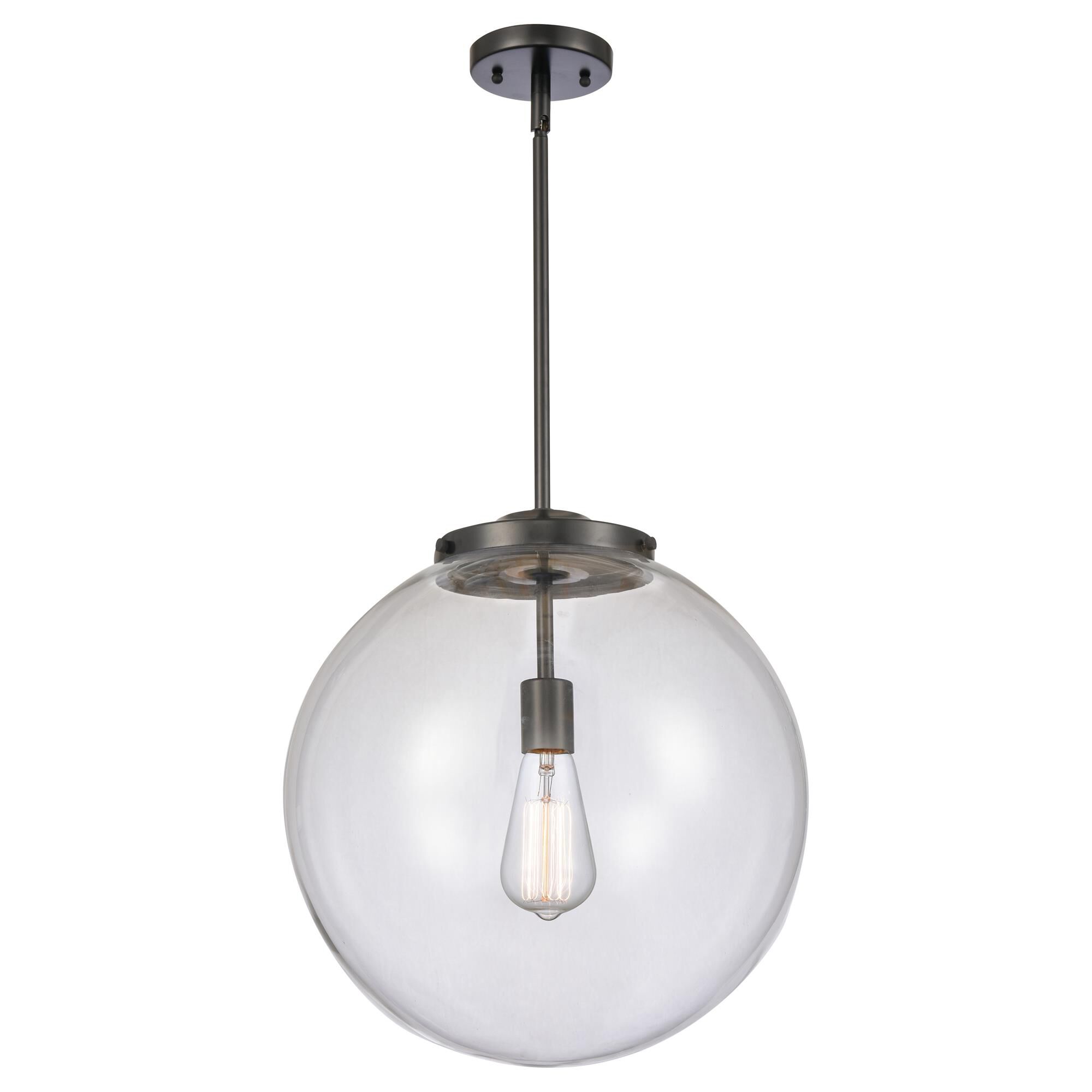 Shown in Matte Black finish and Clear Beacon glass