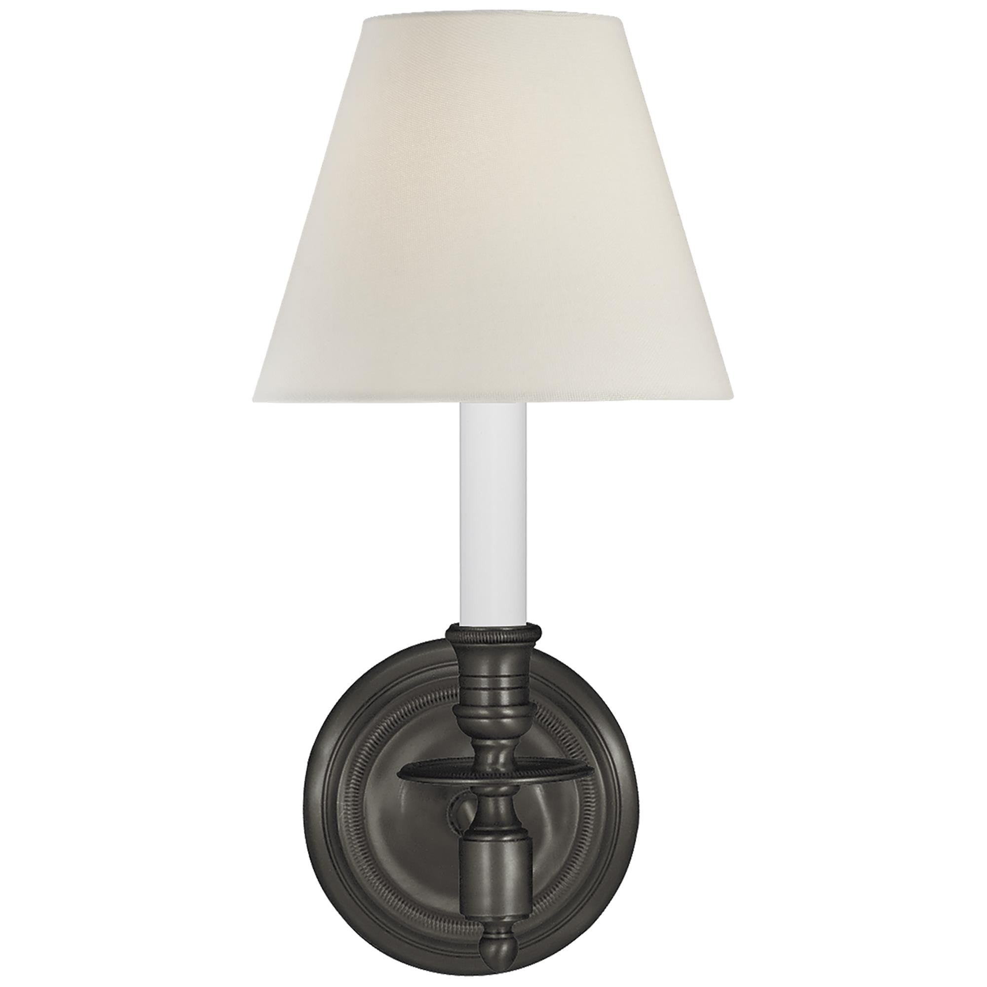 Shown in Bronze finish and Linen shade