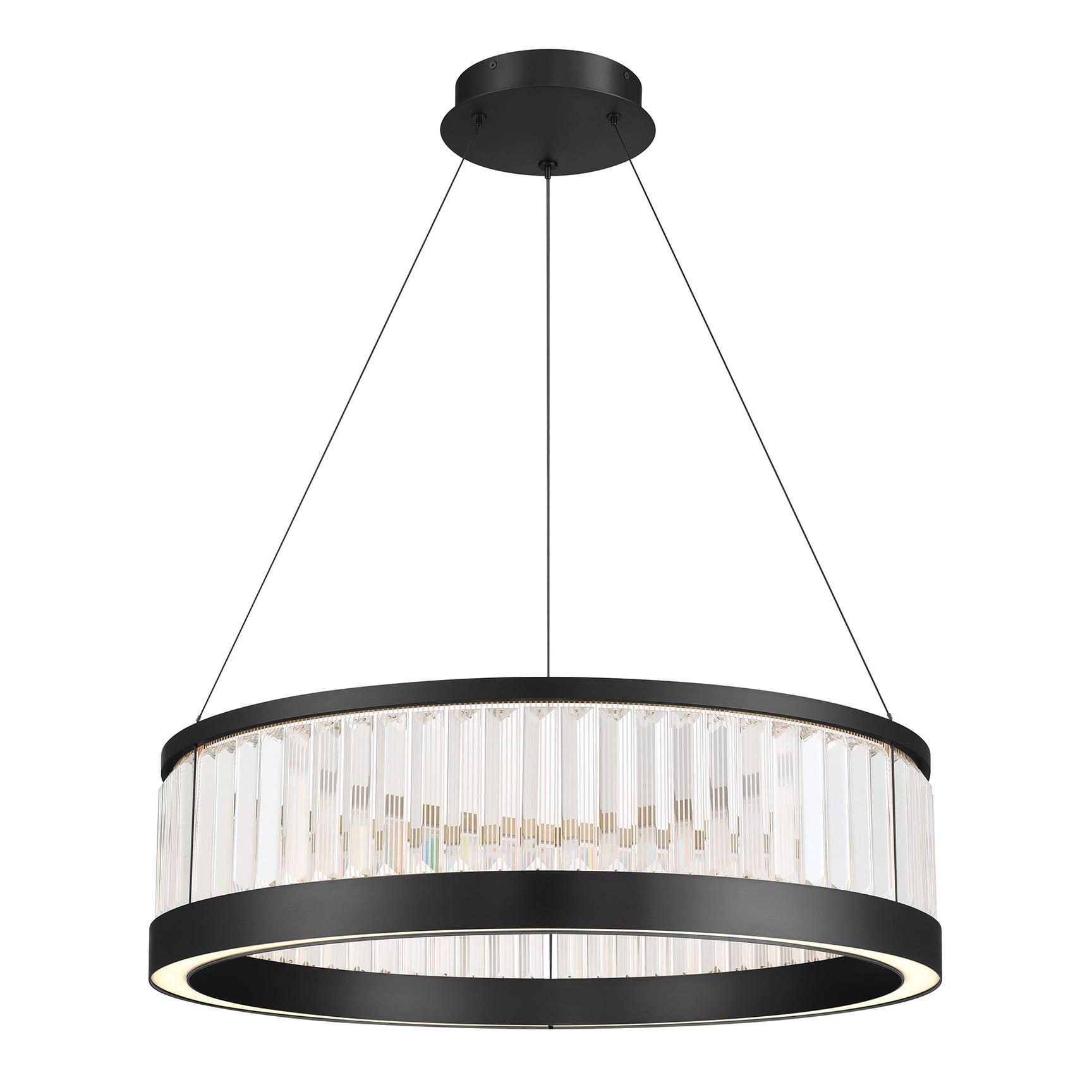 Shown in Matte Black finish and Clear Crystal glass