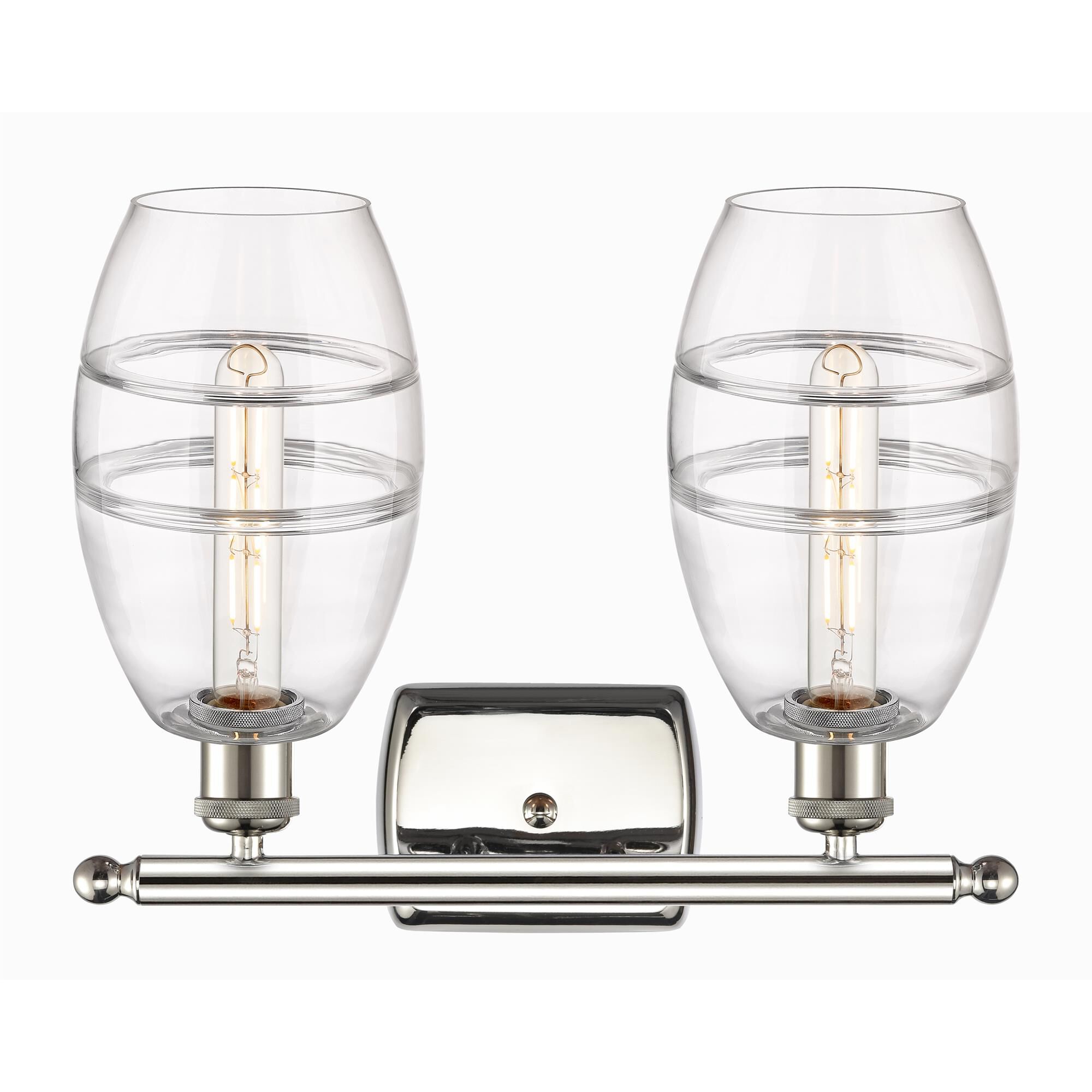 Shown in Polished Nickel finish and Clear glass