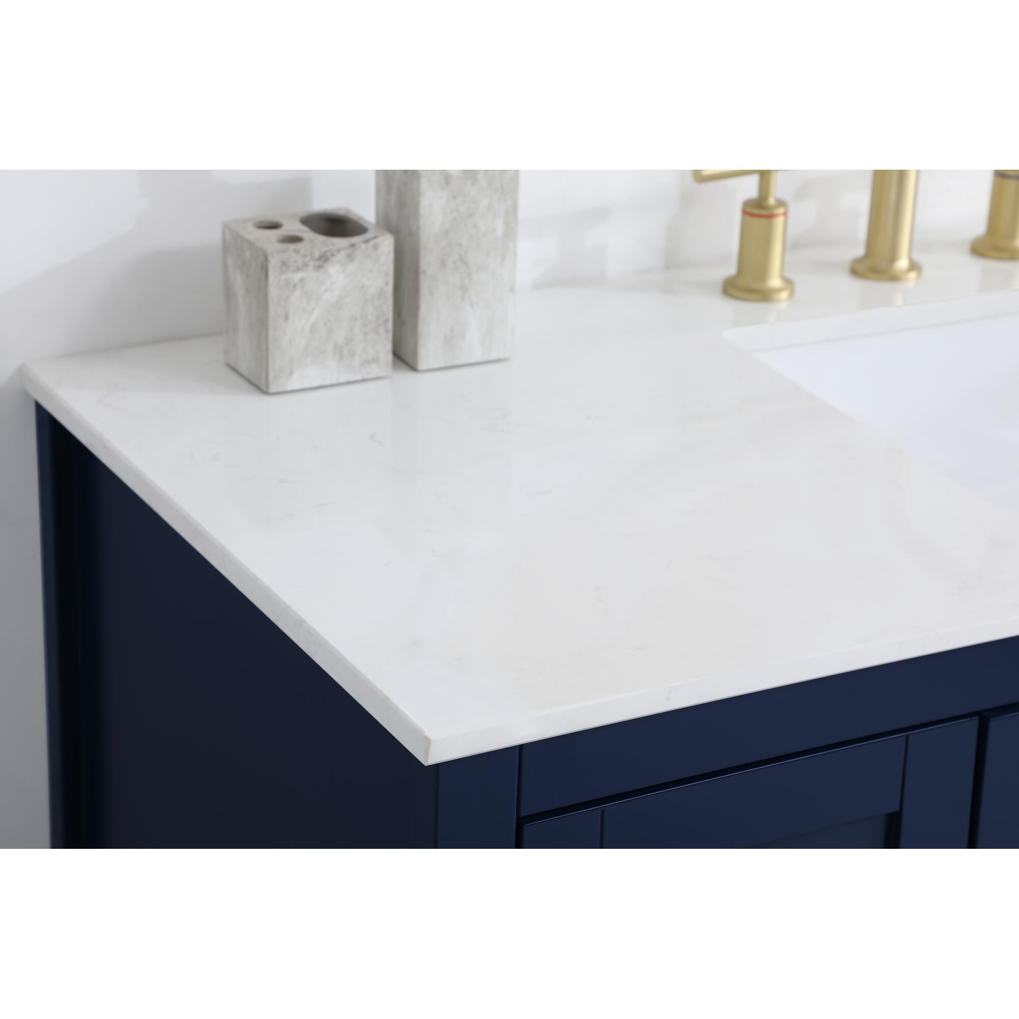 Shown in Blue And Gold With Calacatta Quartz finish