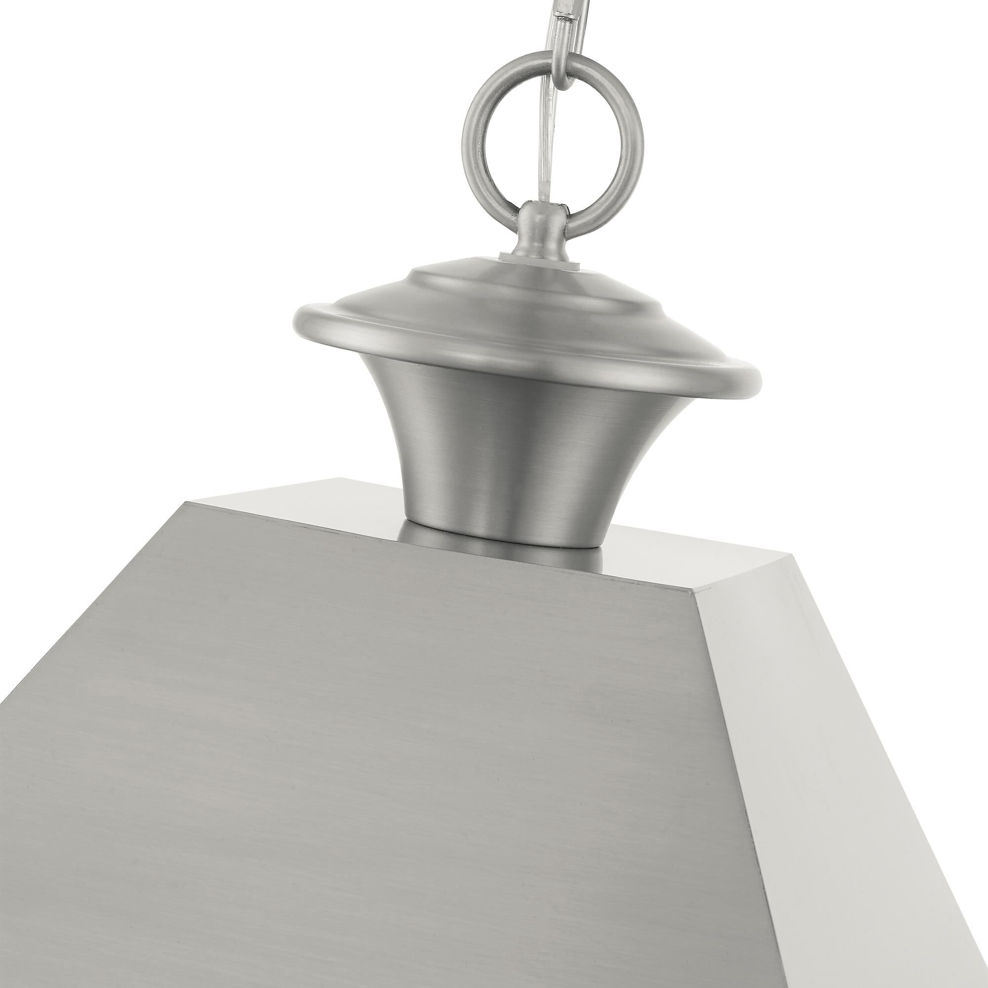 Shown in Brushed Nickel finish and Clear glass