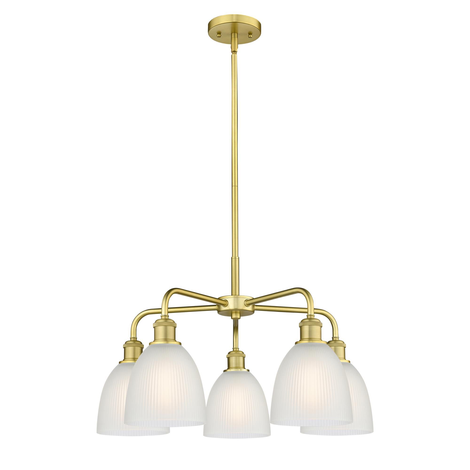 Shown in Satin Gold finish and White glass